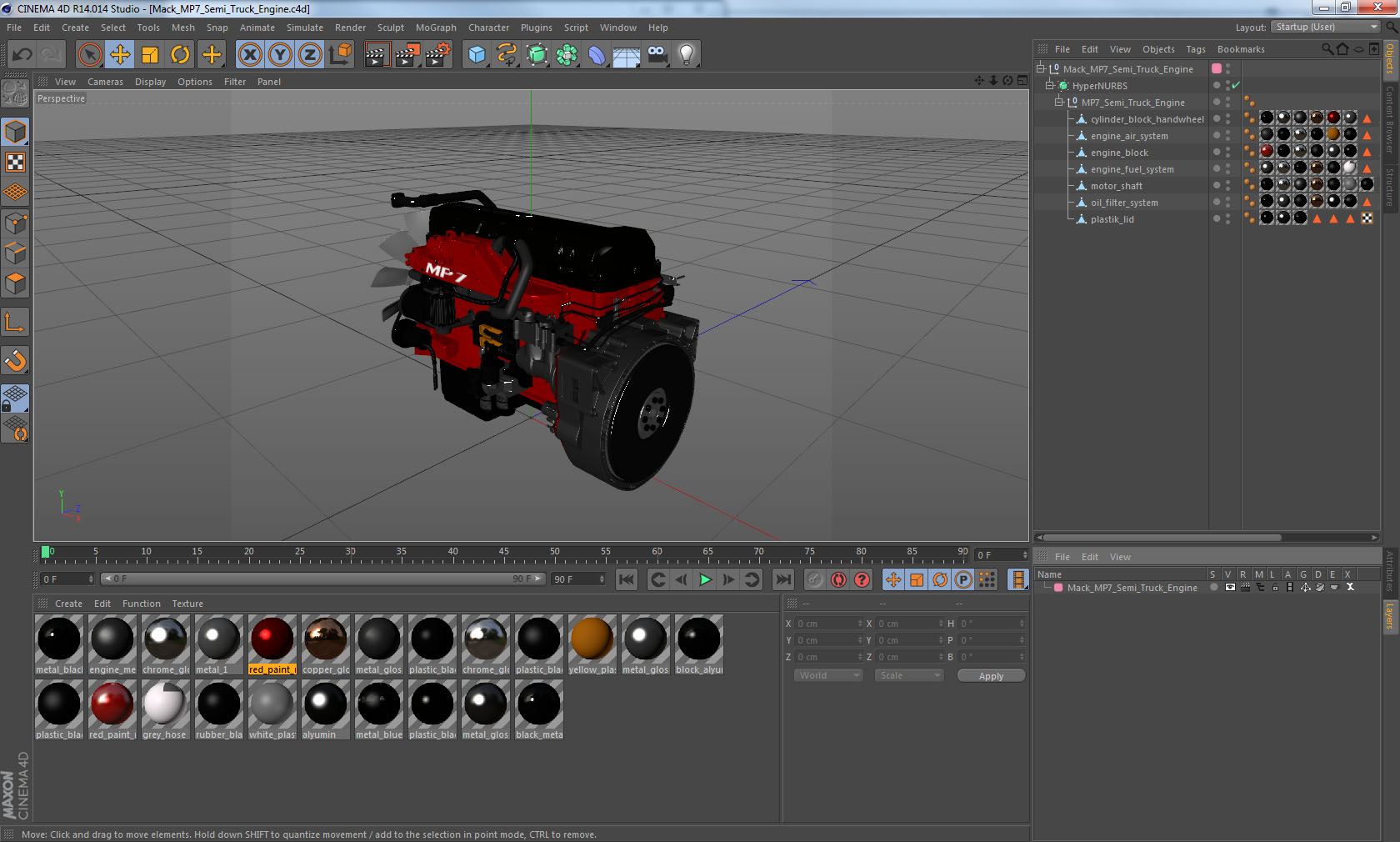 Mack Semi Truck Engine 3D