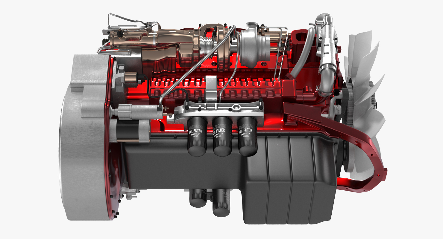 Mack Semi Truck Engine 3D
