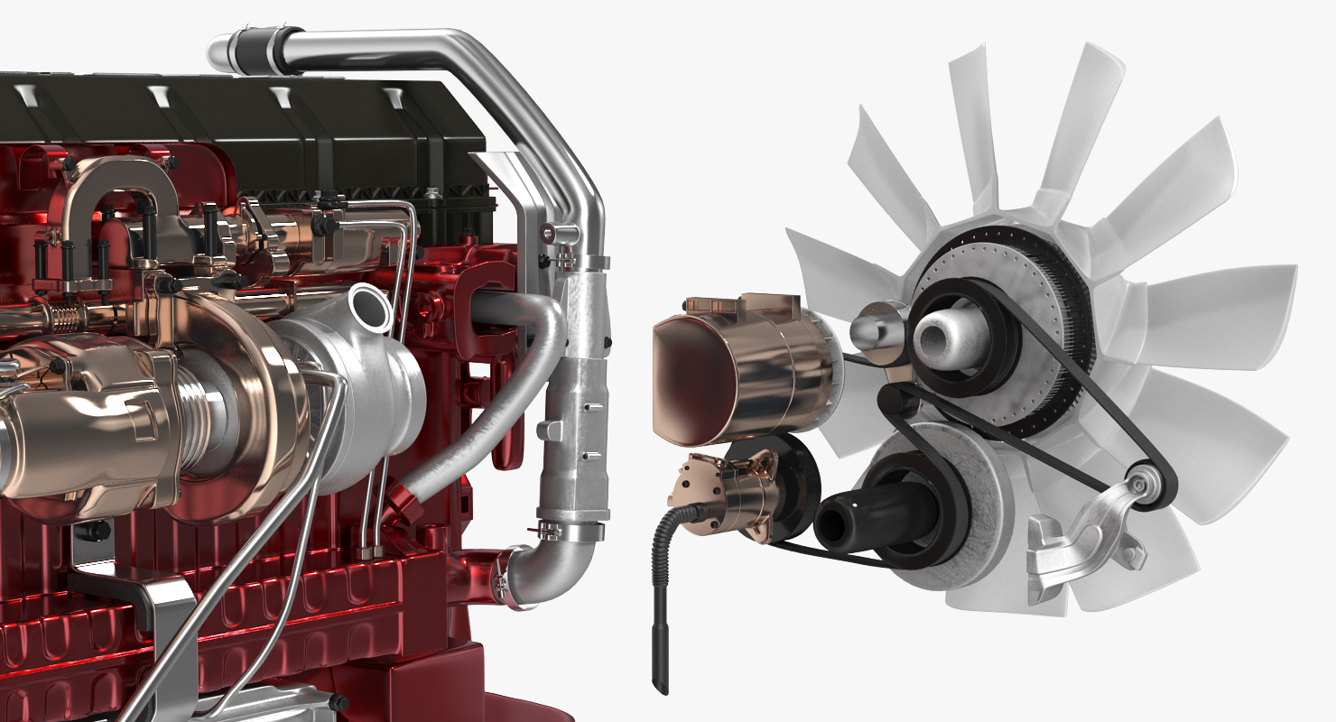 Mack Semi Truck Engine 3D