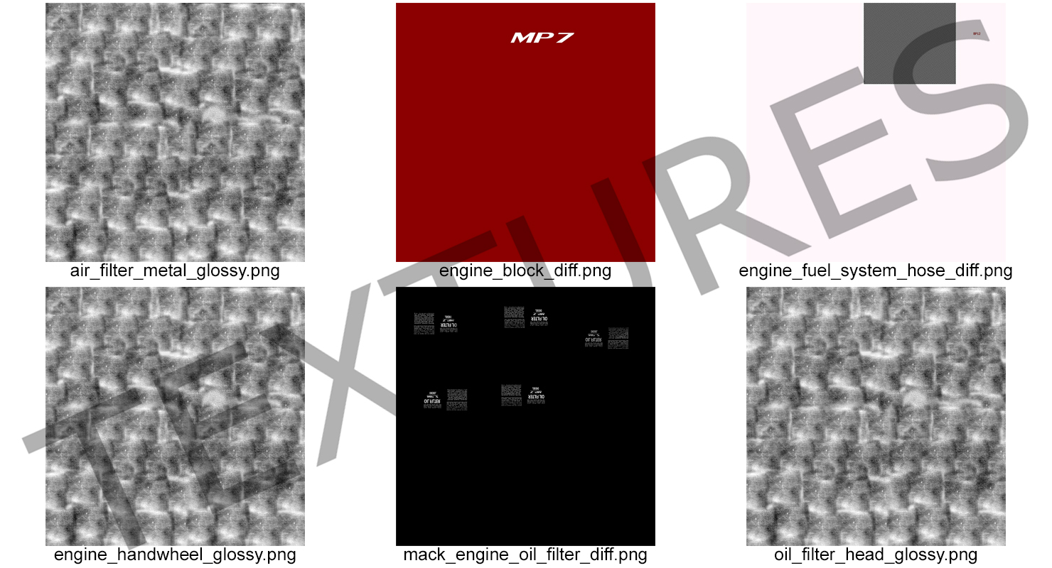 Mack Semi Truck Engine 3D