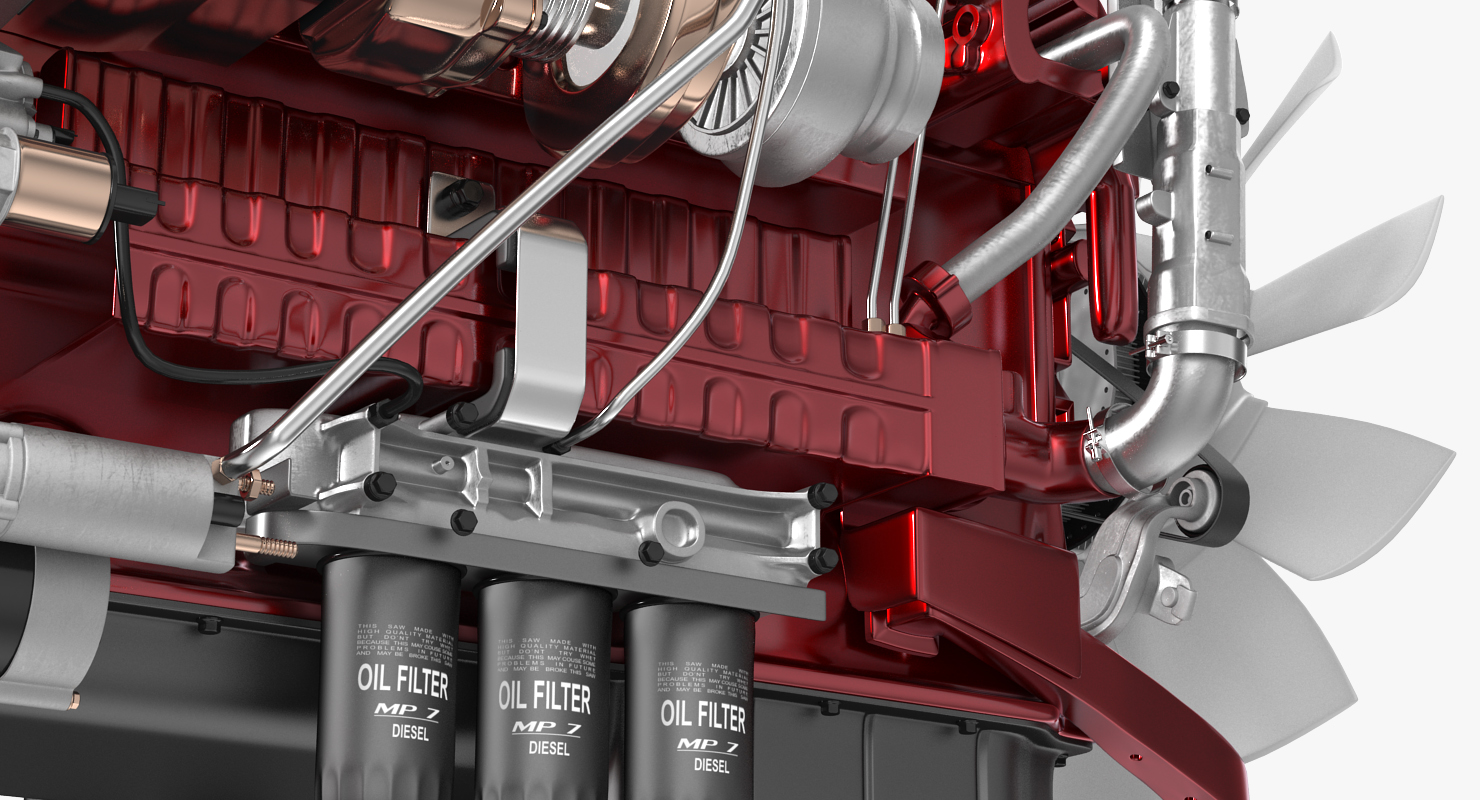 Mack Semi Truck Engine 3D