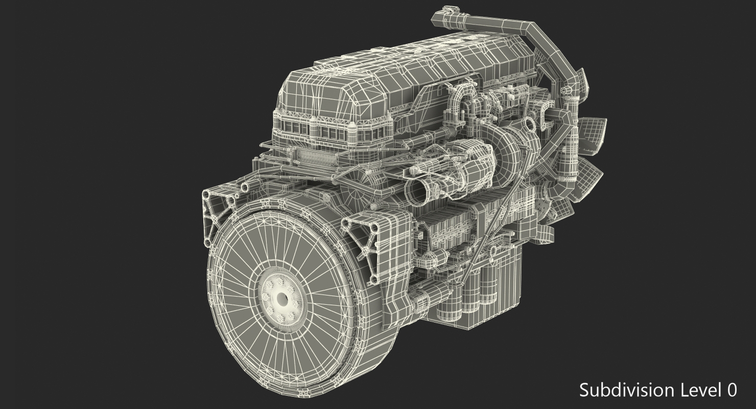 Mack Semi Truck Engine 3D