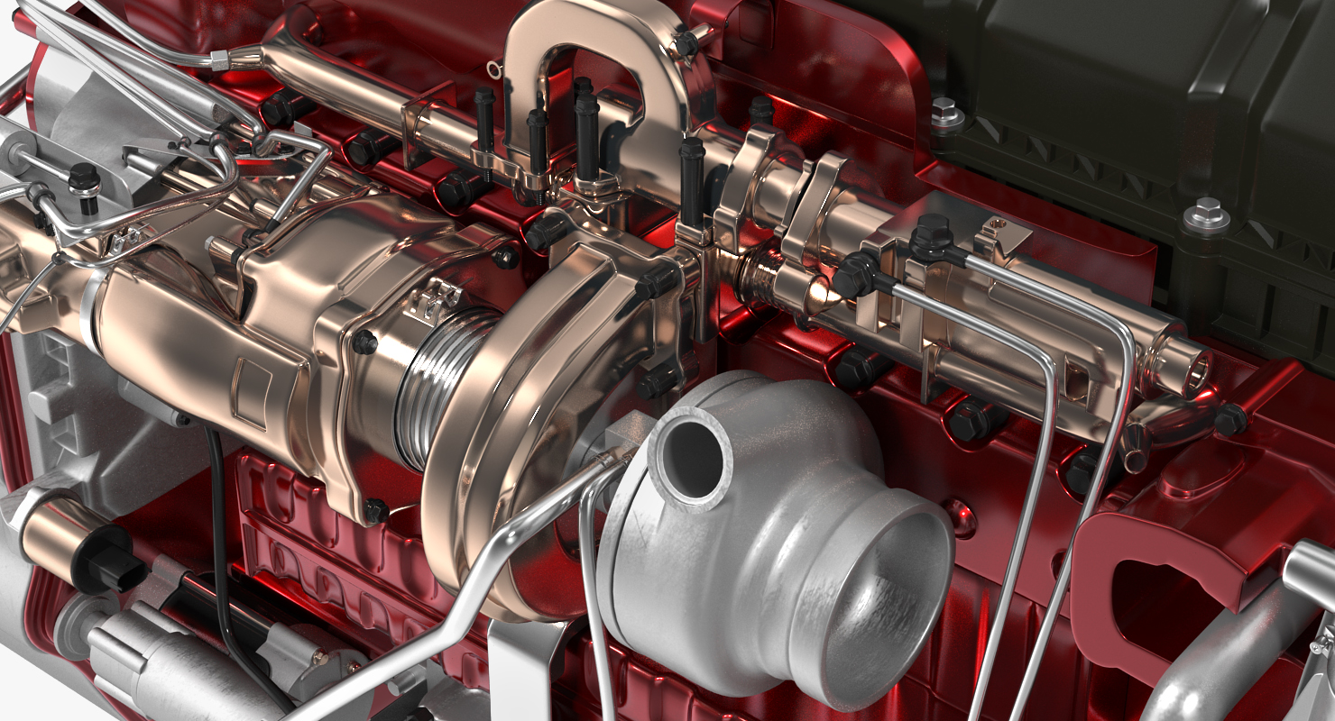 Mack Semi Truck Engine 3D