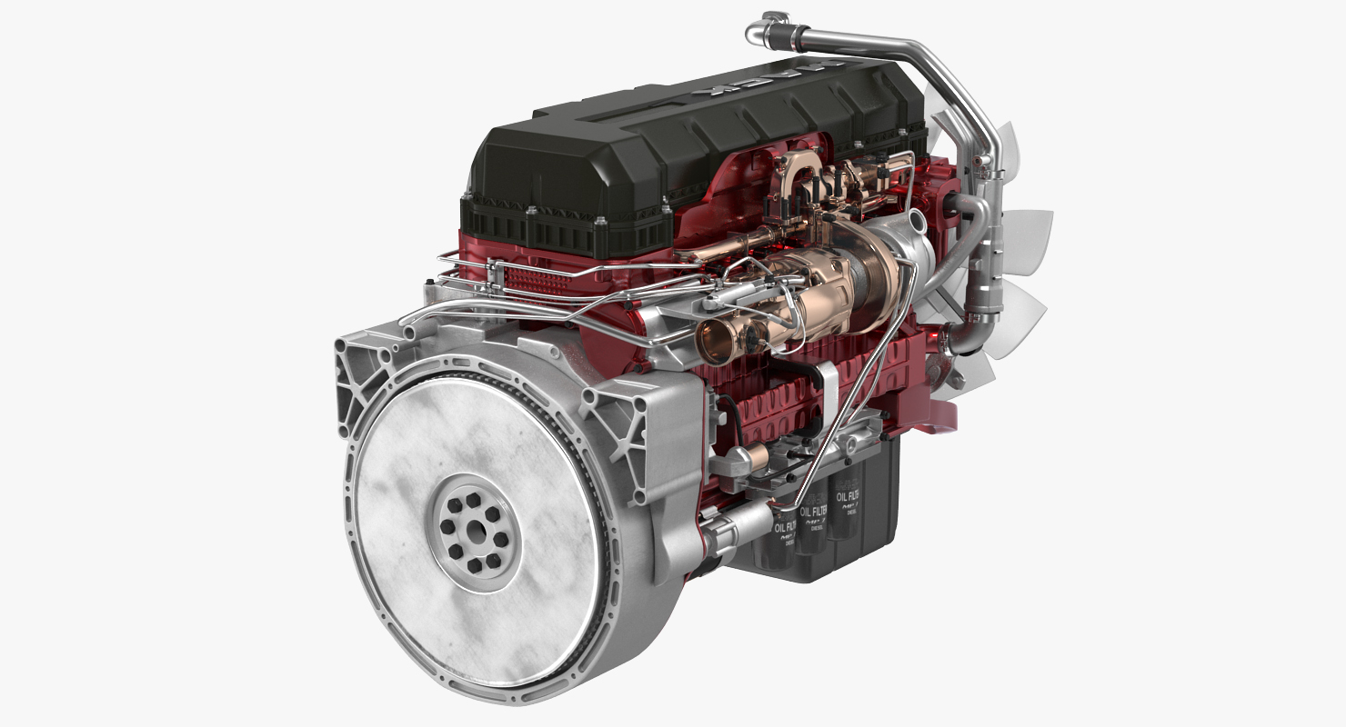 Mack Semi Truck Engine 3D