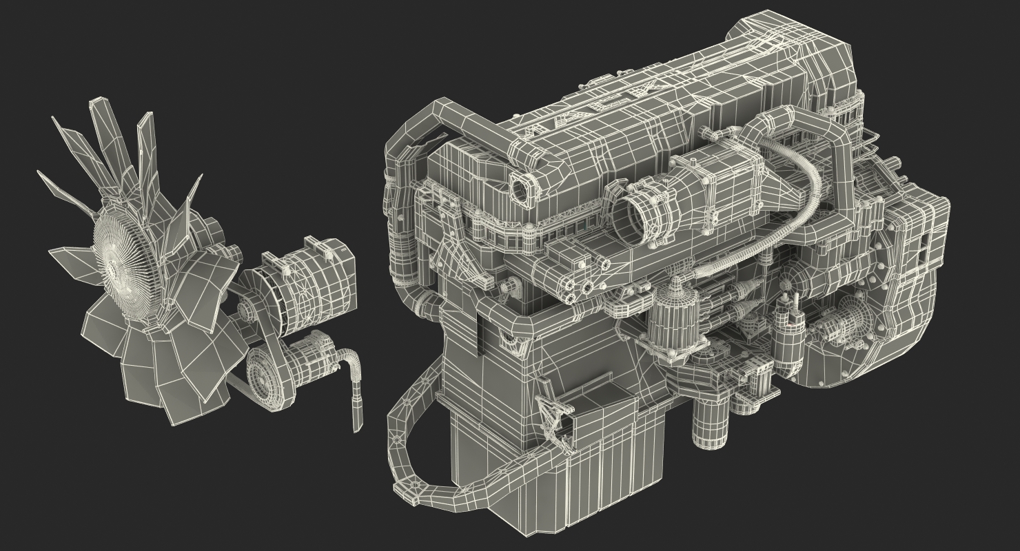 Mack Semi Truck Engine 3D