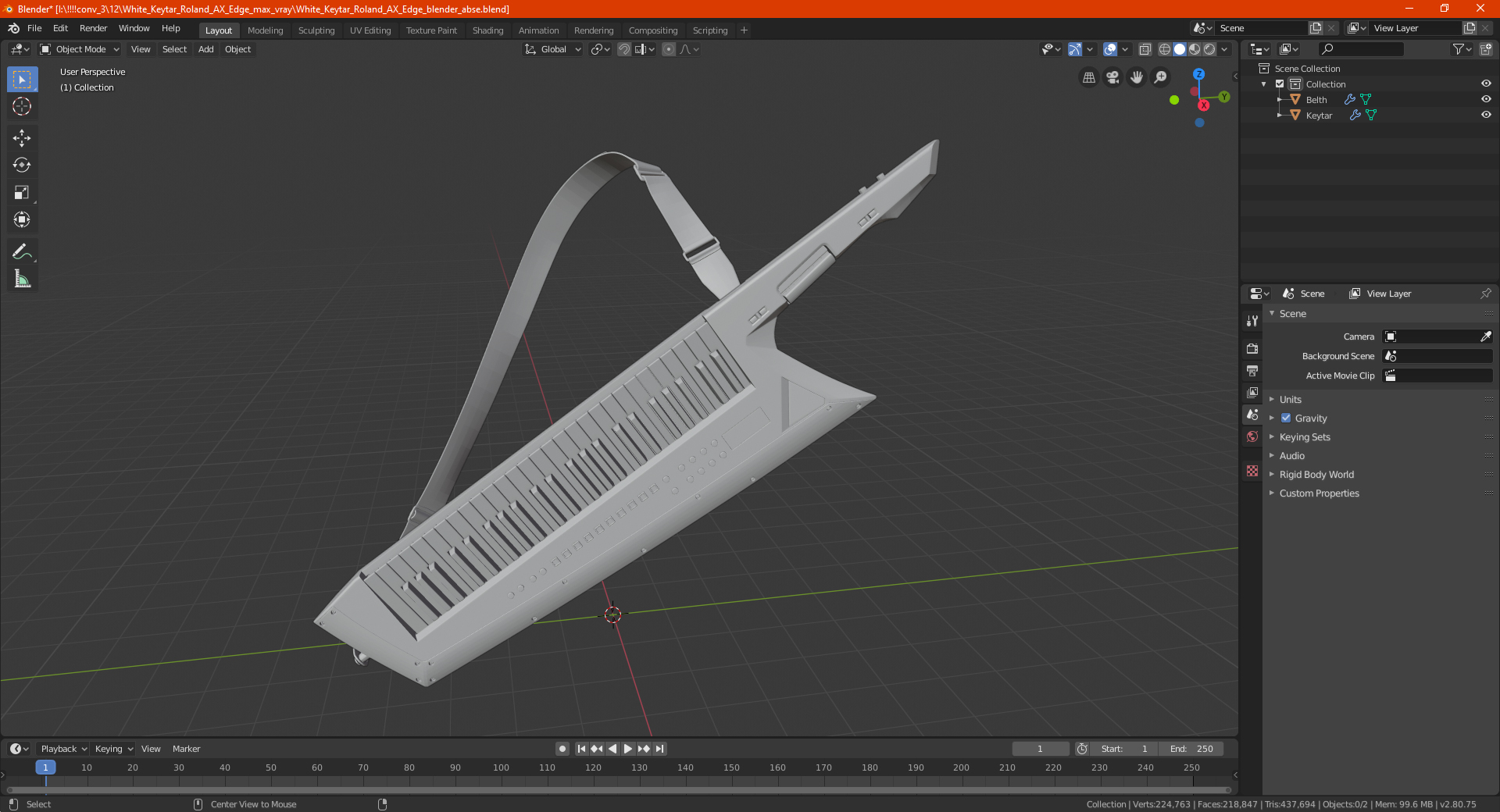 White Keytar Roland AX Edge 3D