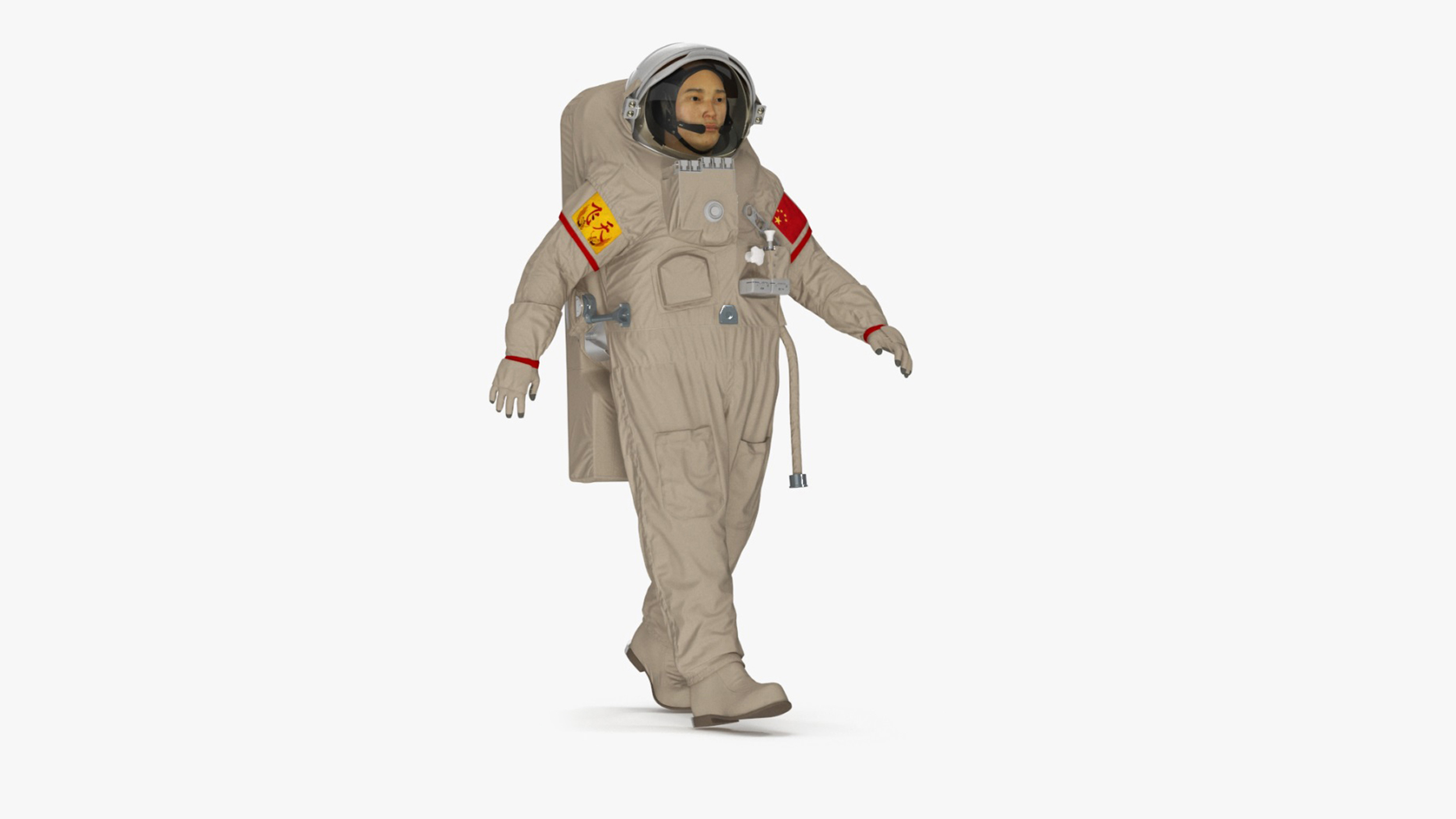 Astronaut Wearing Feitian Space Suit Rigged for Cinema 4D 3D