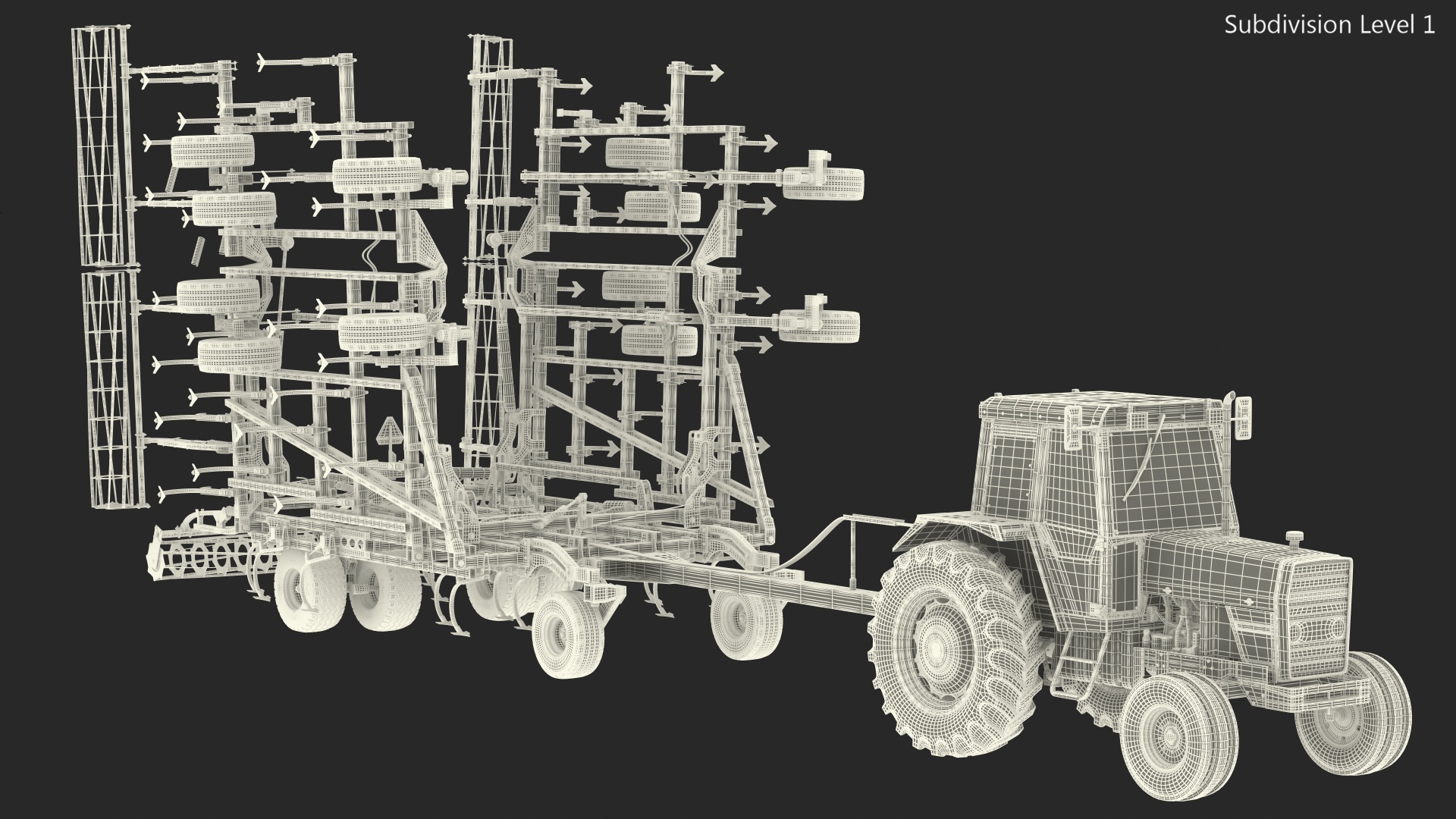 Vintage Tractor Ferguson 698 with Seedbed Cultivator Transportation 3D