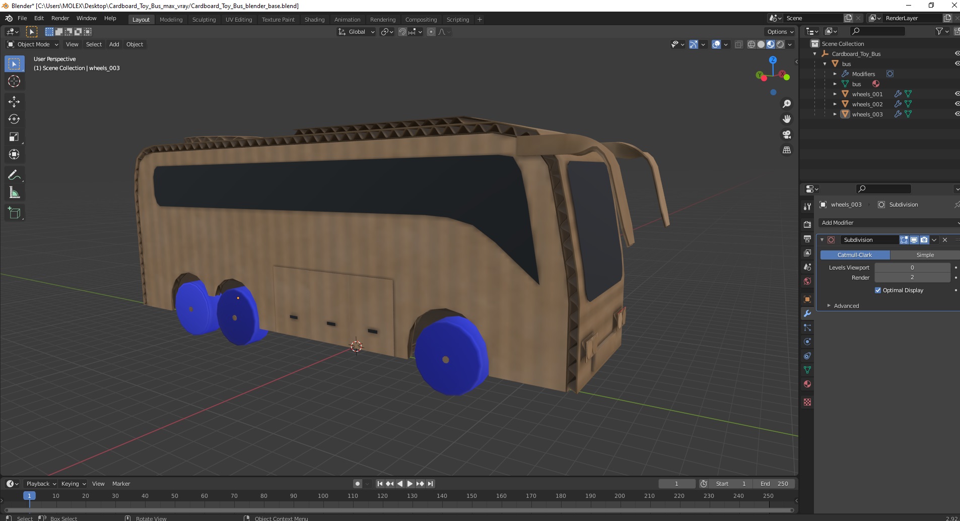 Cardboard Toy Bus 3D