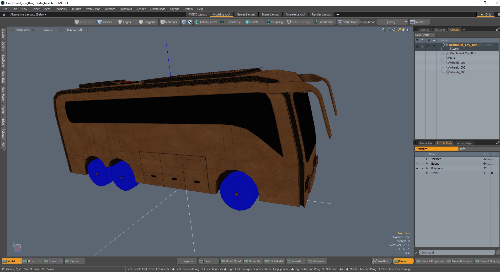 Cardboard Toy Bus 3D