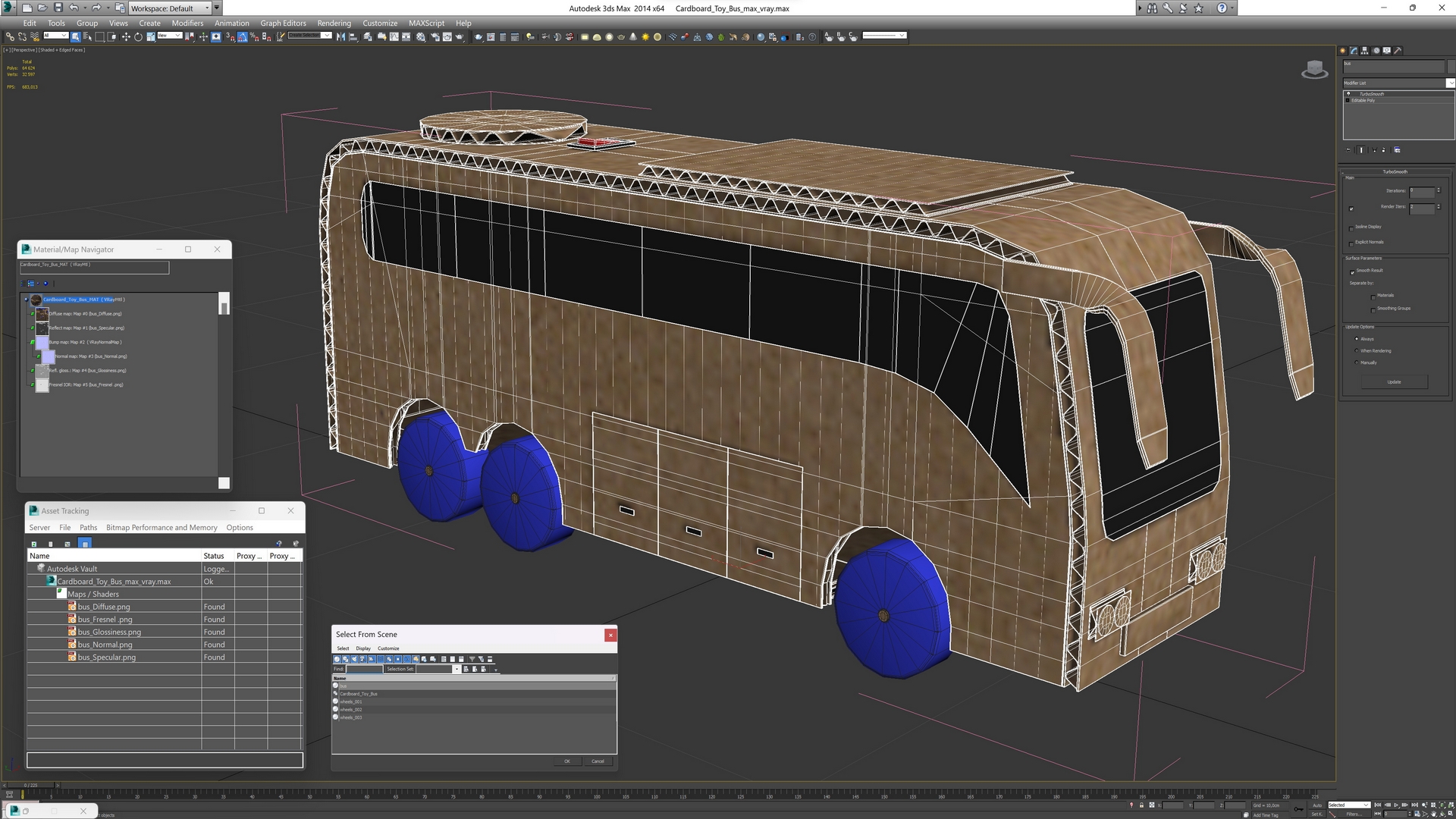Cardboard Toy Bus 3D