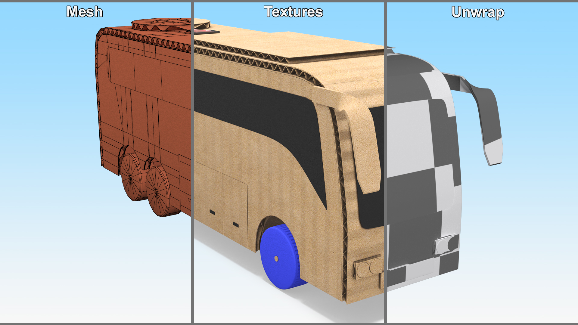Cardboard Toy Bus 3D