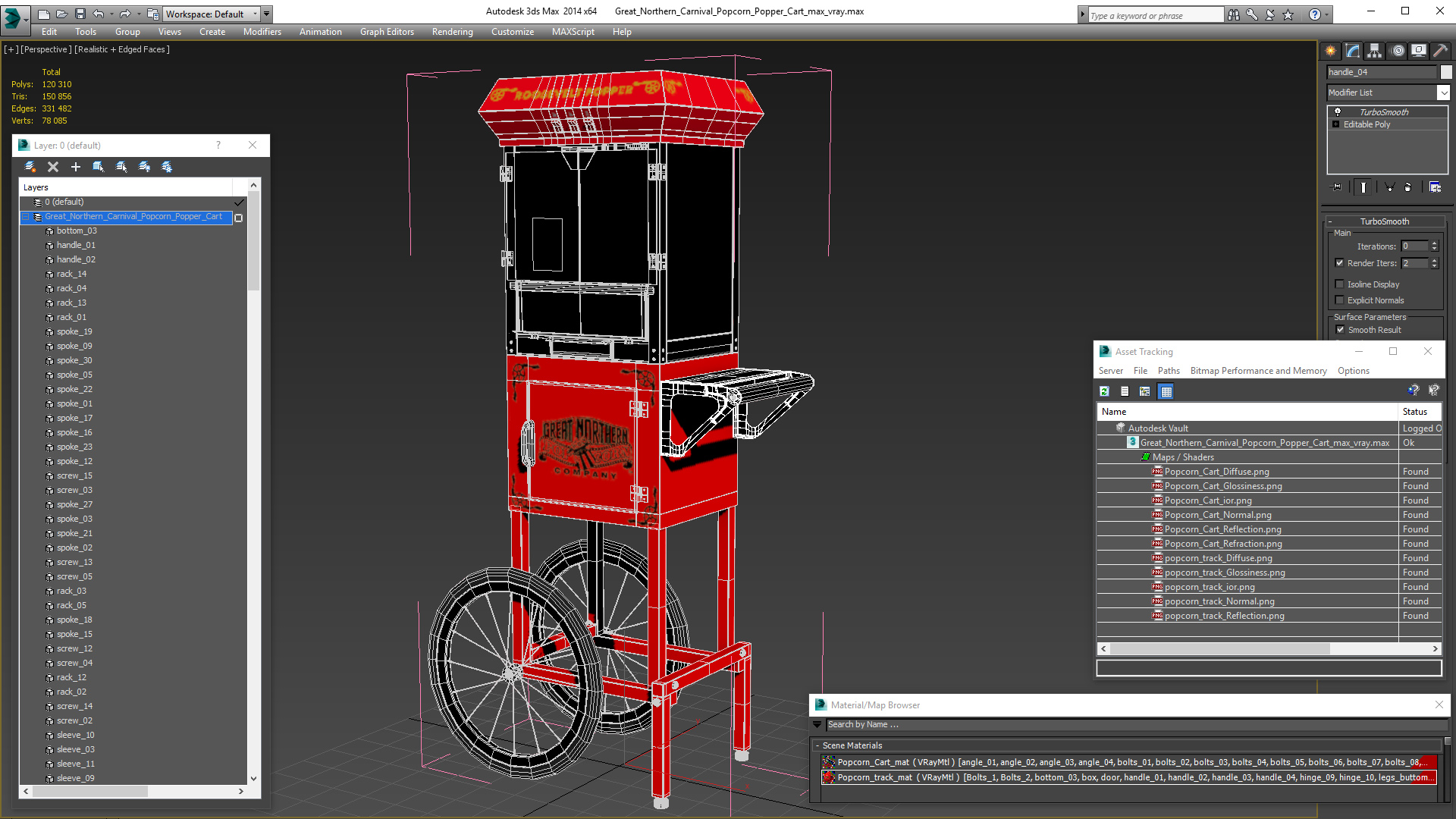 3D Great Northern Carnival Popcorn Popper Cart model