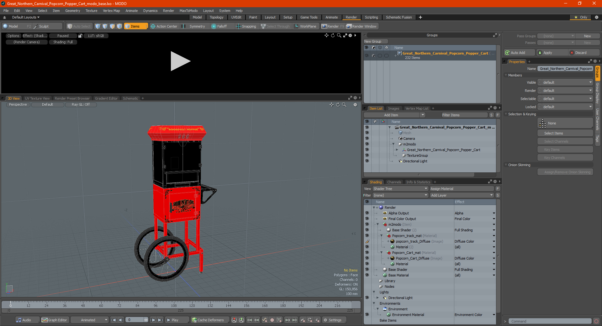 3D Great Northern Carnival Popcorn Popper Cart model