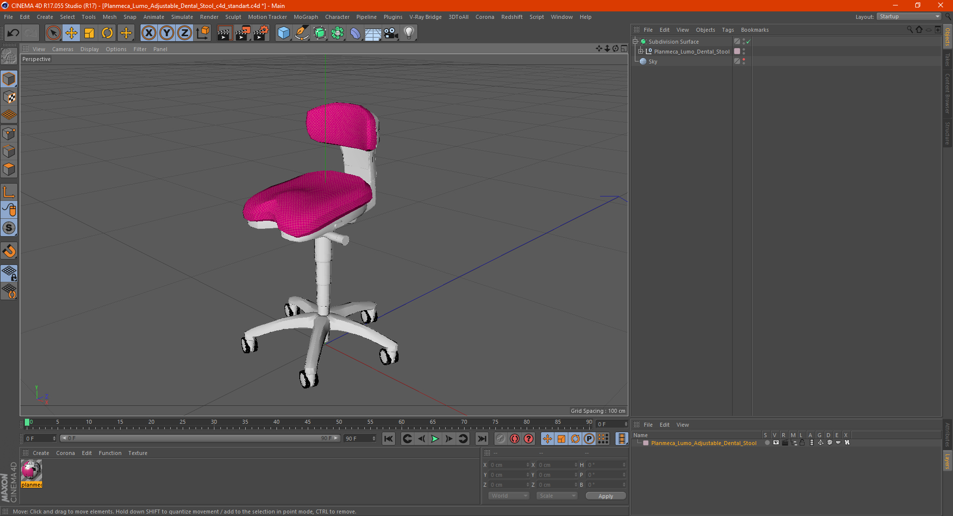 Planmeca Lumo Adjustable Dental Stool 3D