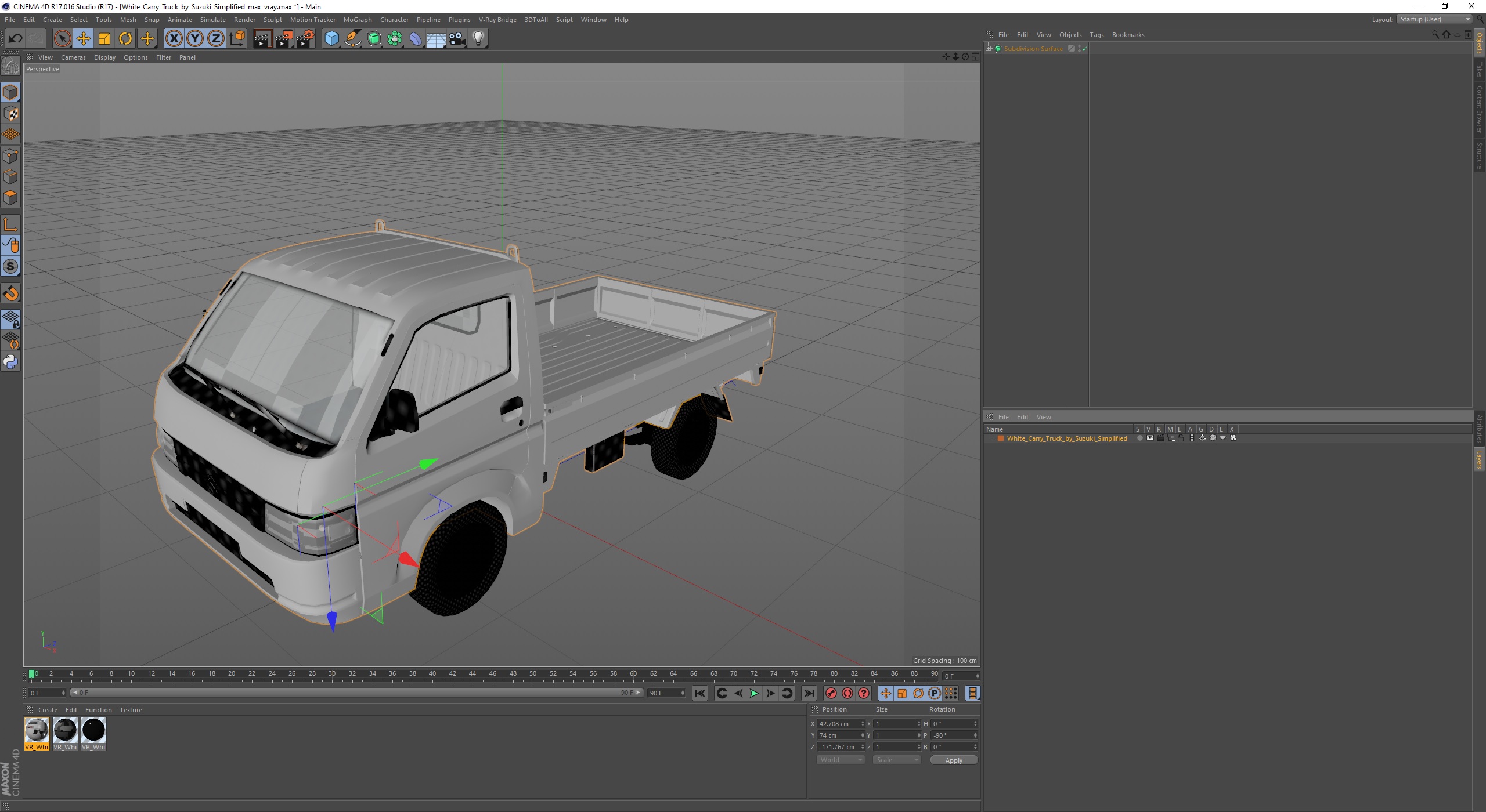 3D White Carry Truck by Suzuki Simplified model