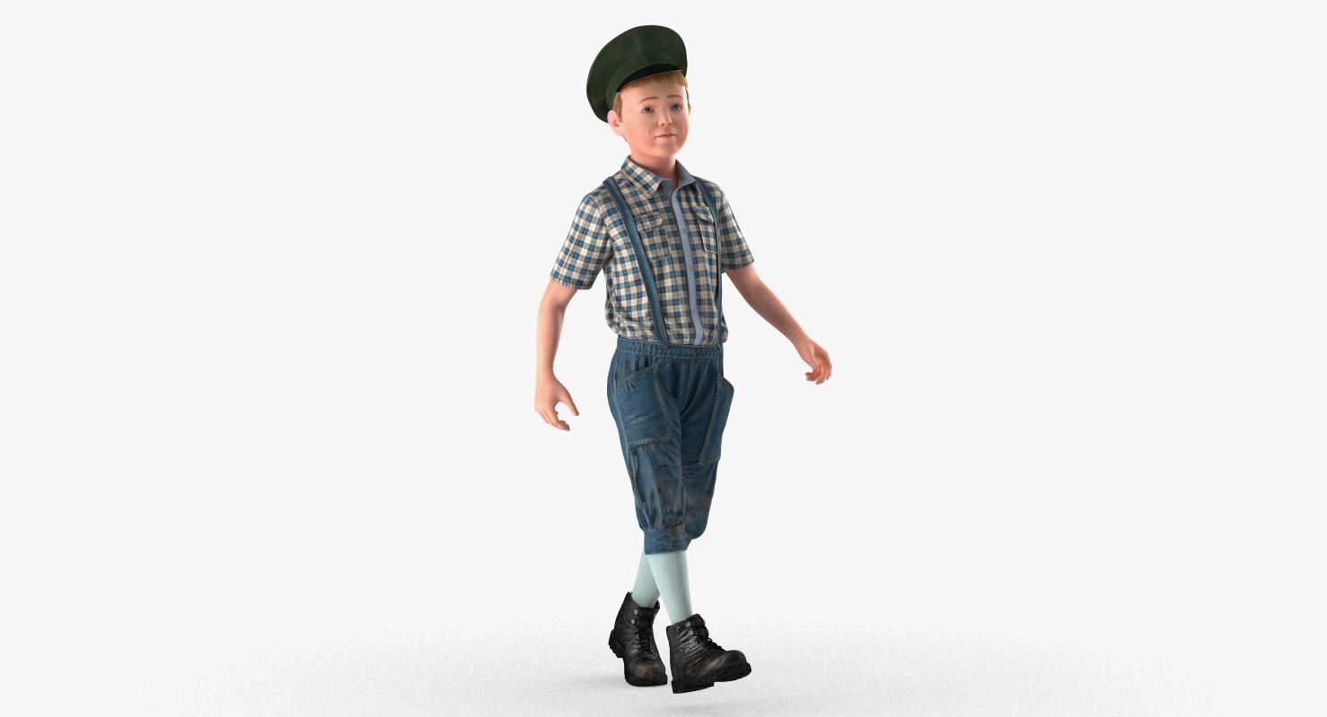 3D model Vintage Child Boy Walking Pose