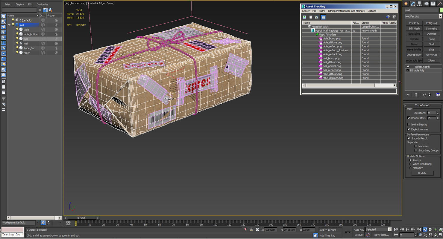 3D Postal Mail Package Fur model