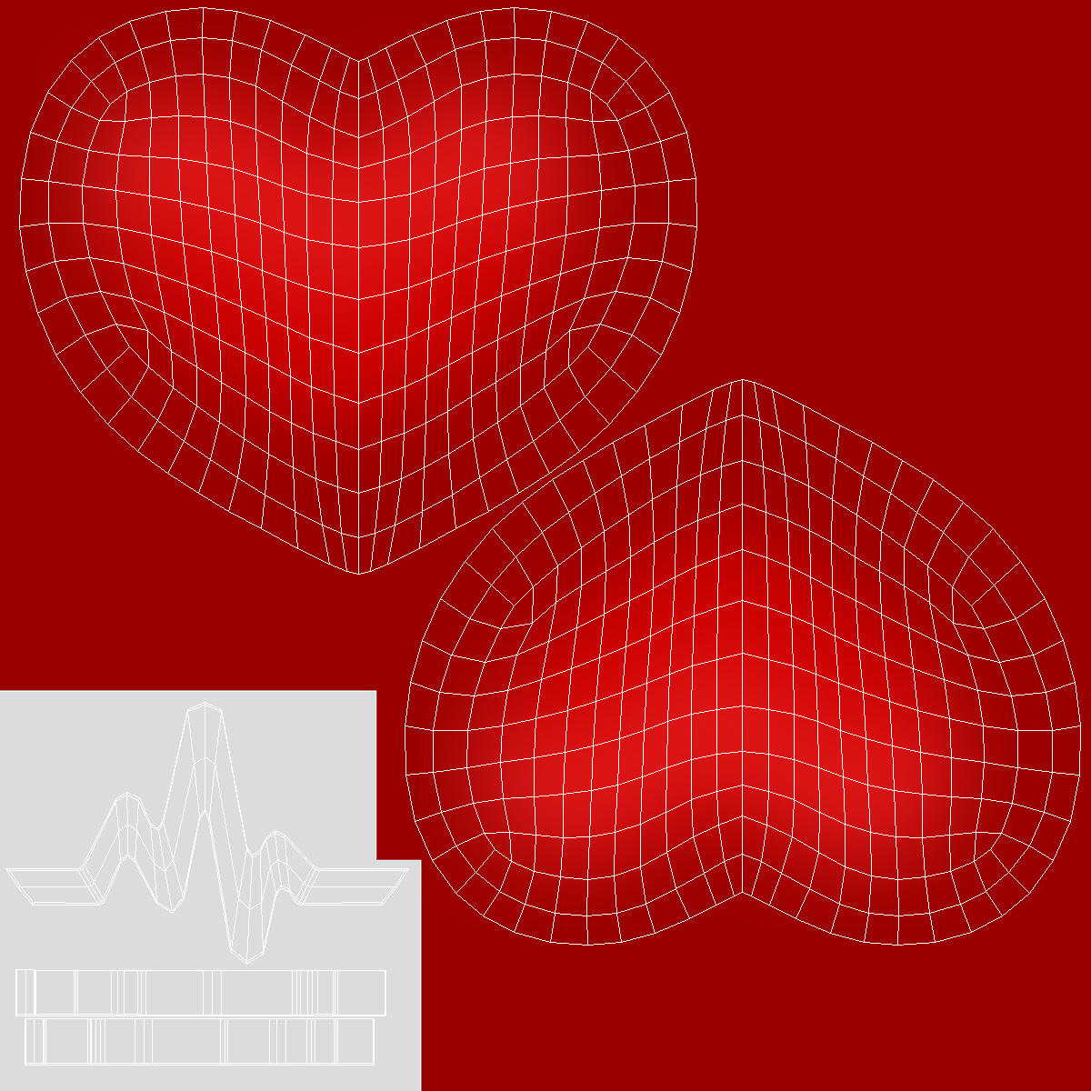 3D model Heart with Heartbeat Line