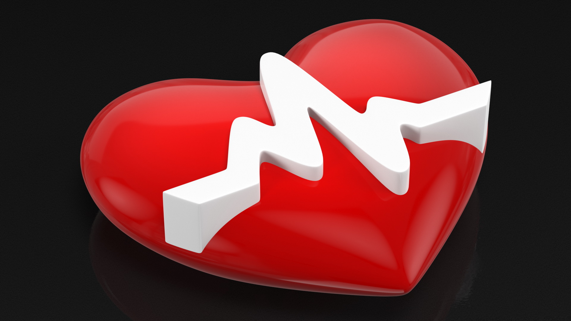 3D model Heart with Heartbeat Line