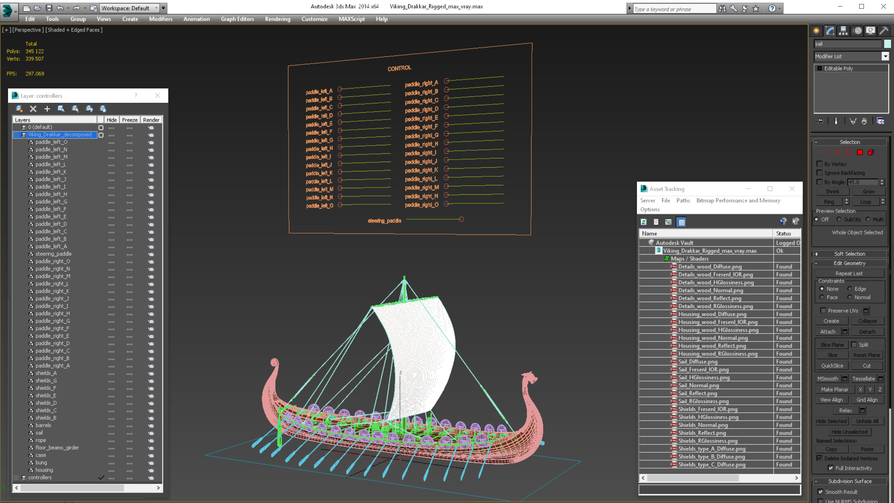 3D Viking Drakkar Rigged