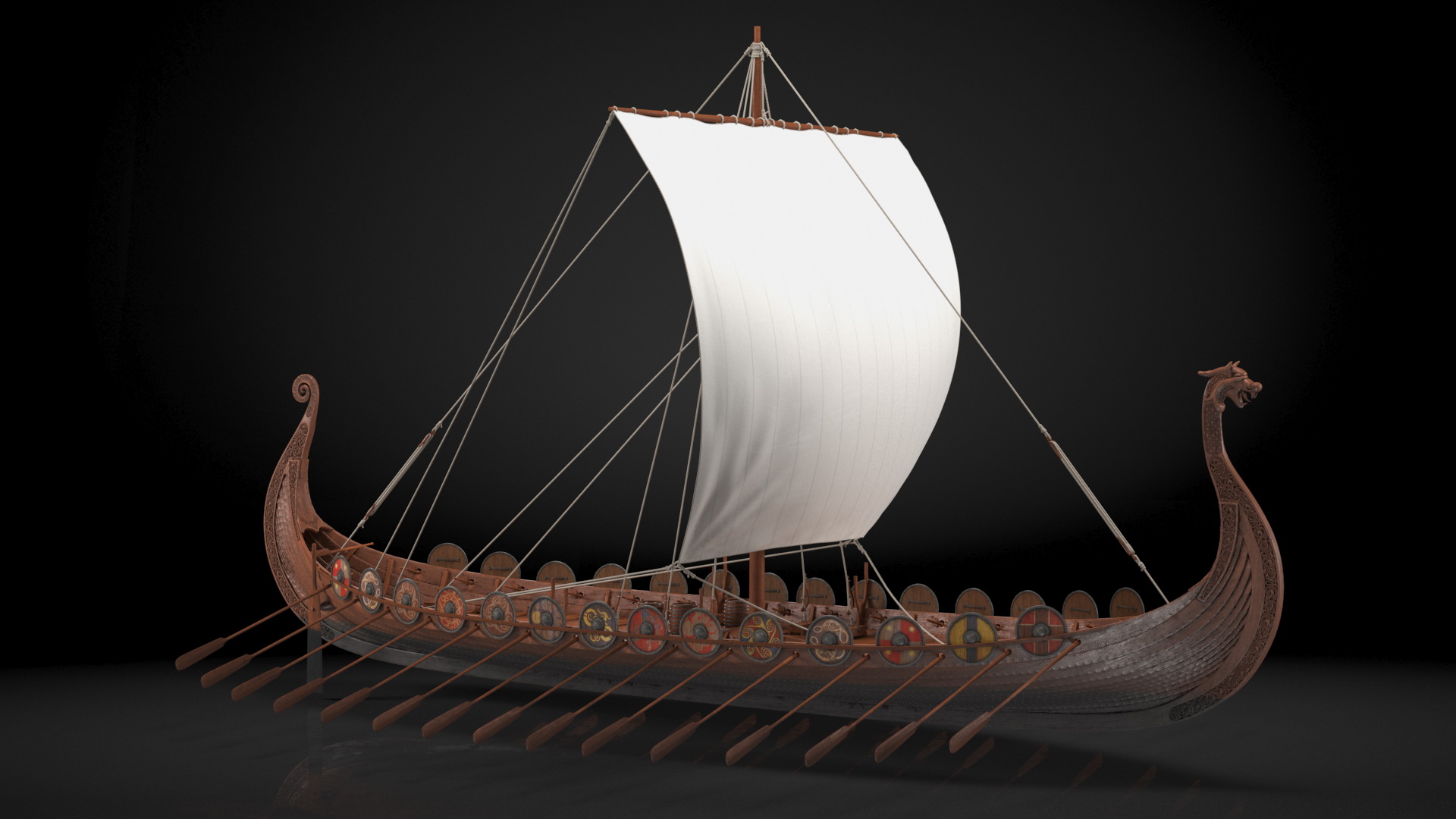 3D Viking Drakkar Rigged
