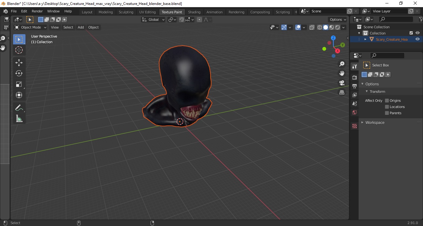 Scary Creature Head 3D model