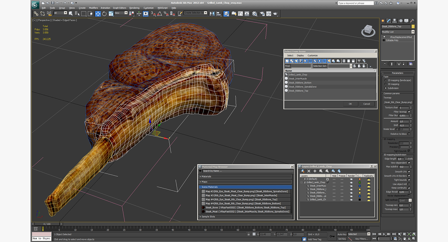 Grilled Lamb Chop 3D