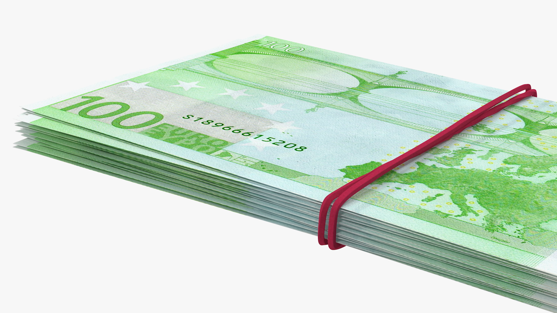 Bundle of 100 Euro Banknotes Bills 3D model