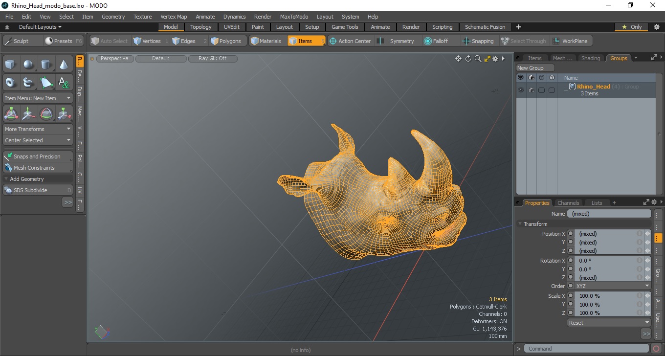 3D model Rhino Head