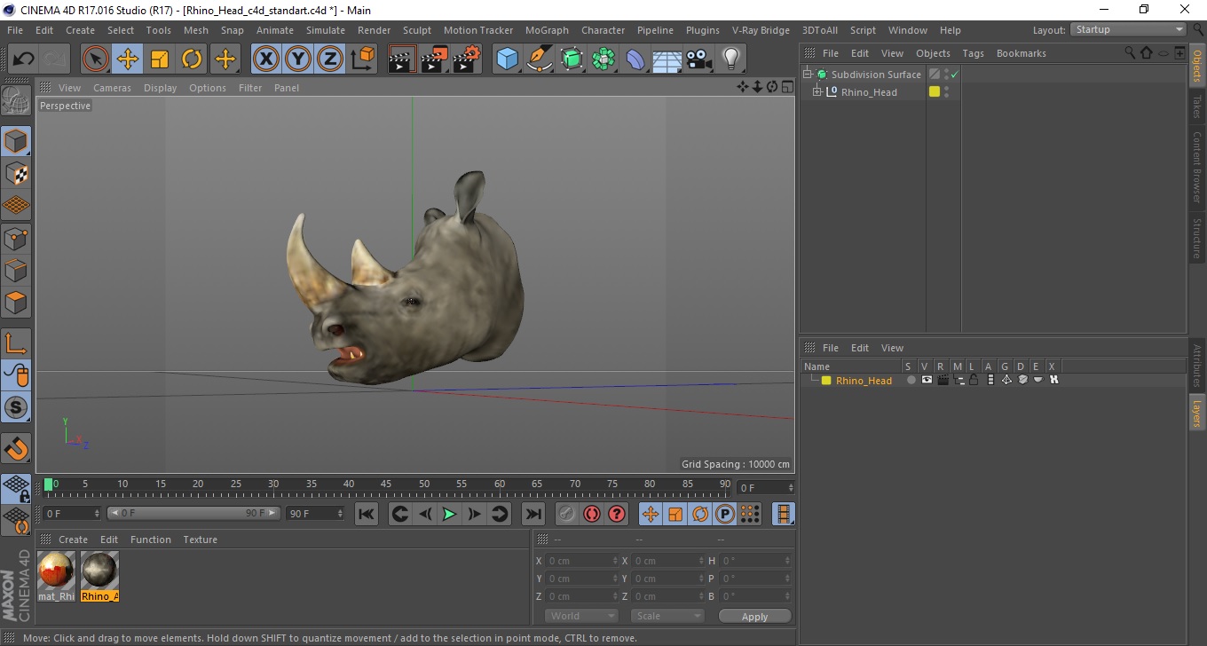3D model Rhino Head