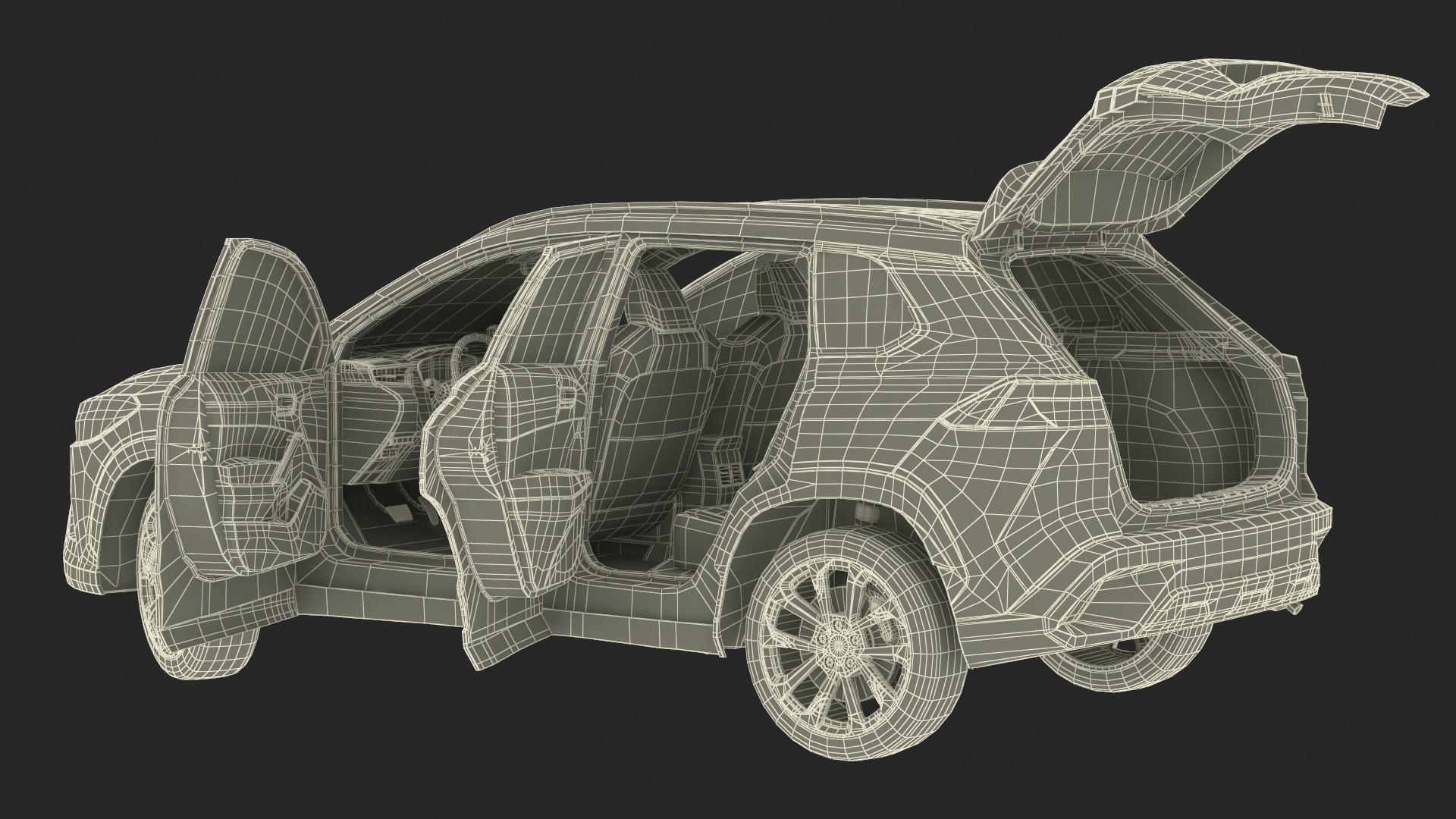 3D Vehicle Crossover Generic White Color Rigged for Maya model