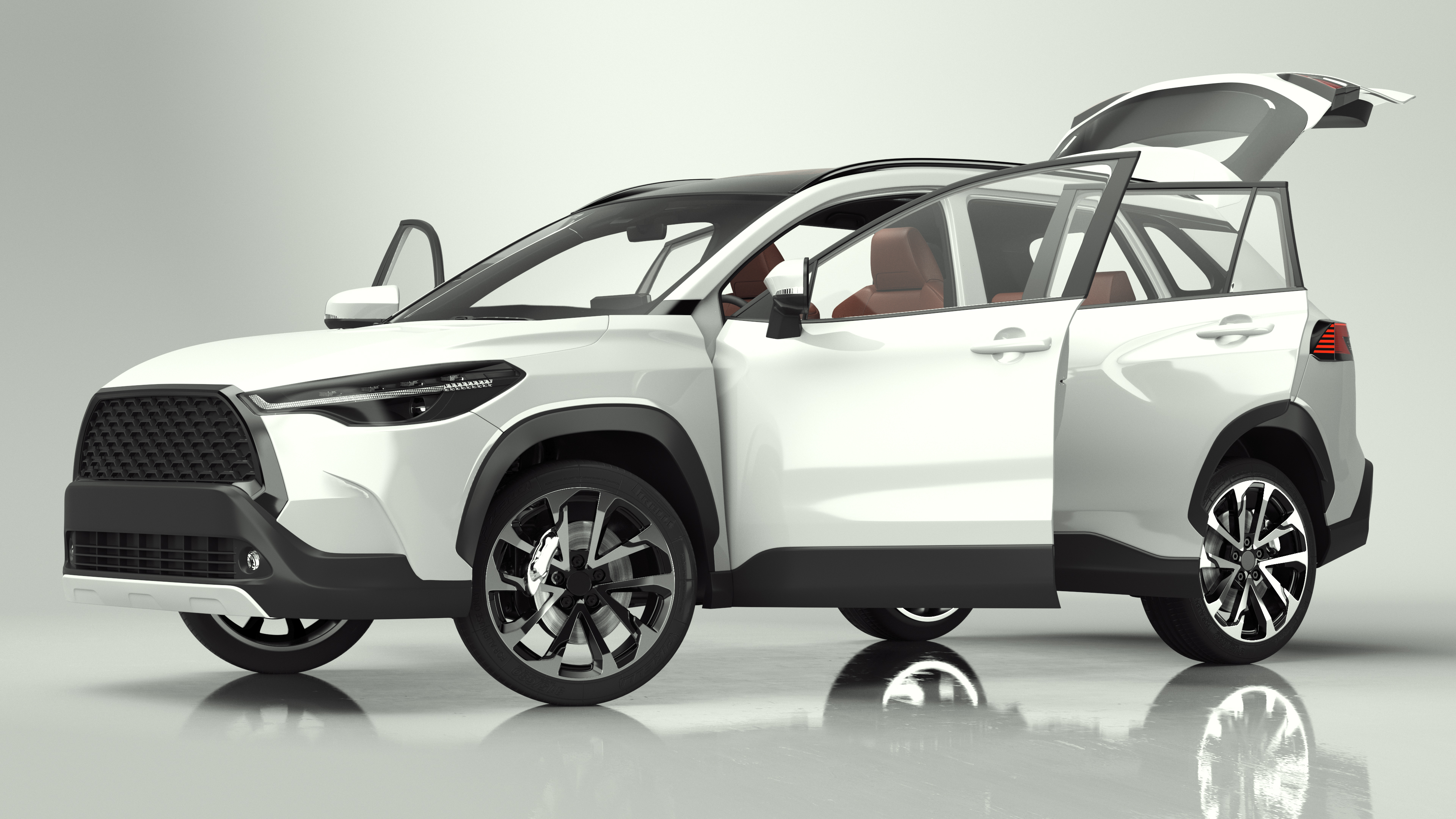 3D Vehicle Crossover Generic White Color Rigged for Maya model
