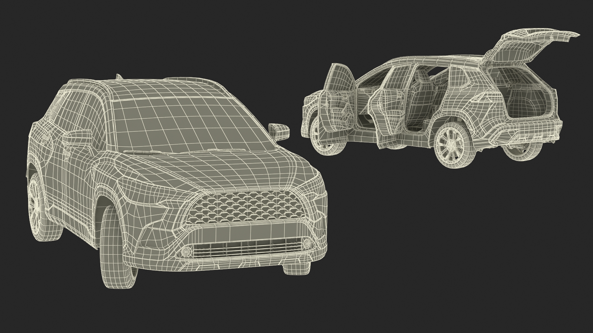 3D Vehicle Crossover Generic White Color Rigged for Maya model