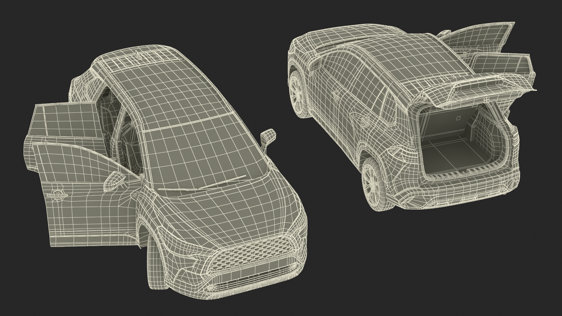 3D Vehicle Crossover Generic White Color Rigged for Maya model