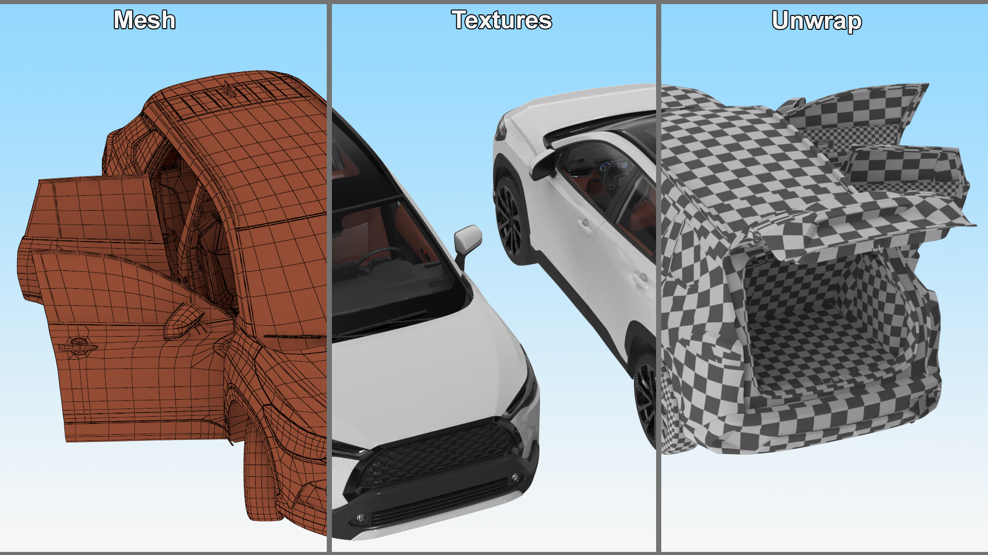 3D Vehicle Crossover Generic White Color Rigged for Maya model