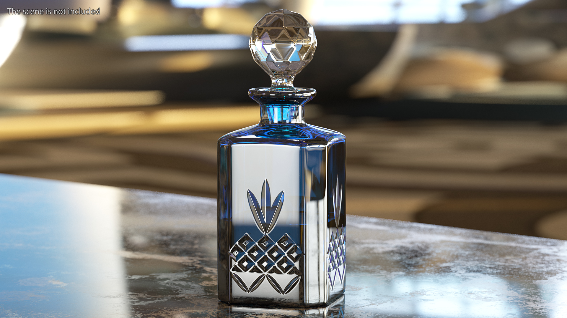 3D Blue Crystal Whisky Decanter model