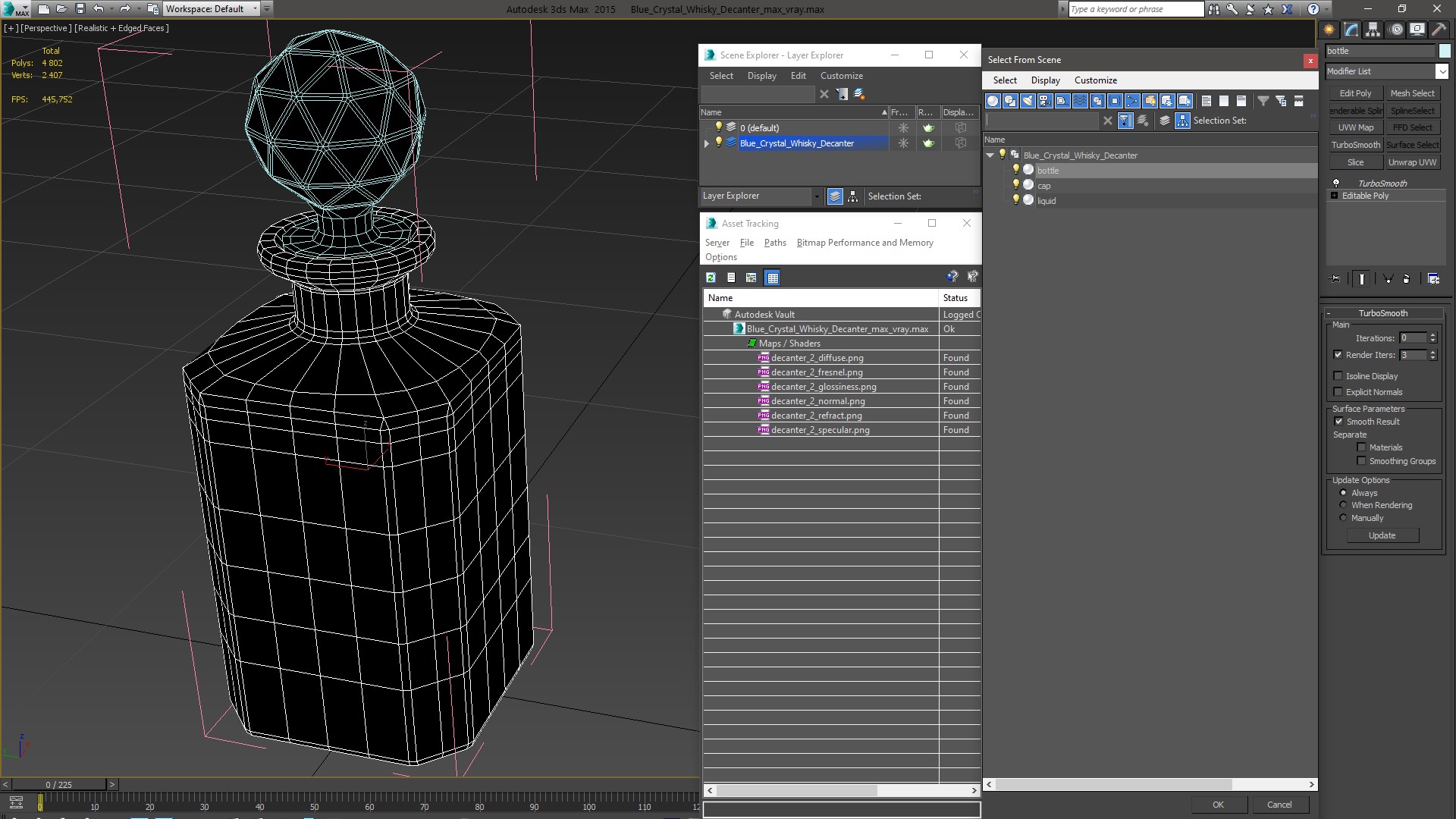 3D Blue Crystal Whisky Decanter model