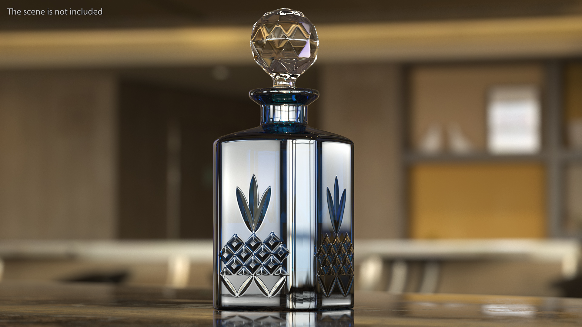 3D Blue Crystal Whisky Decanter model
