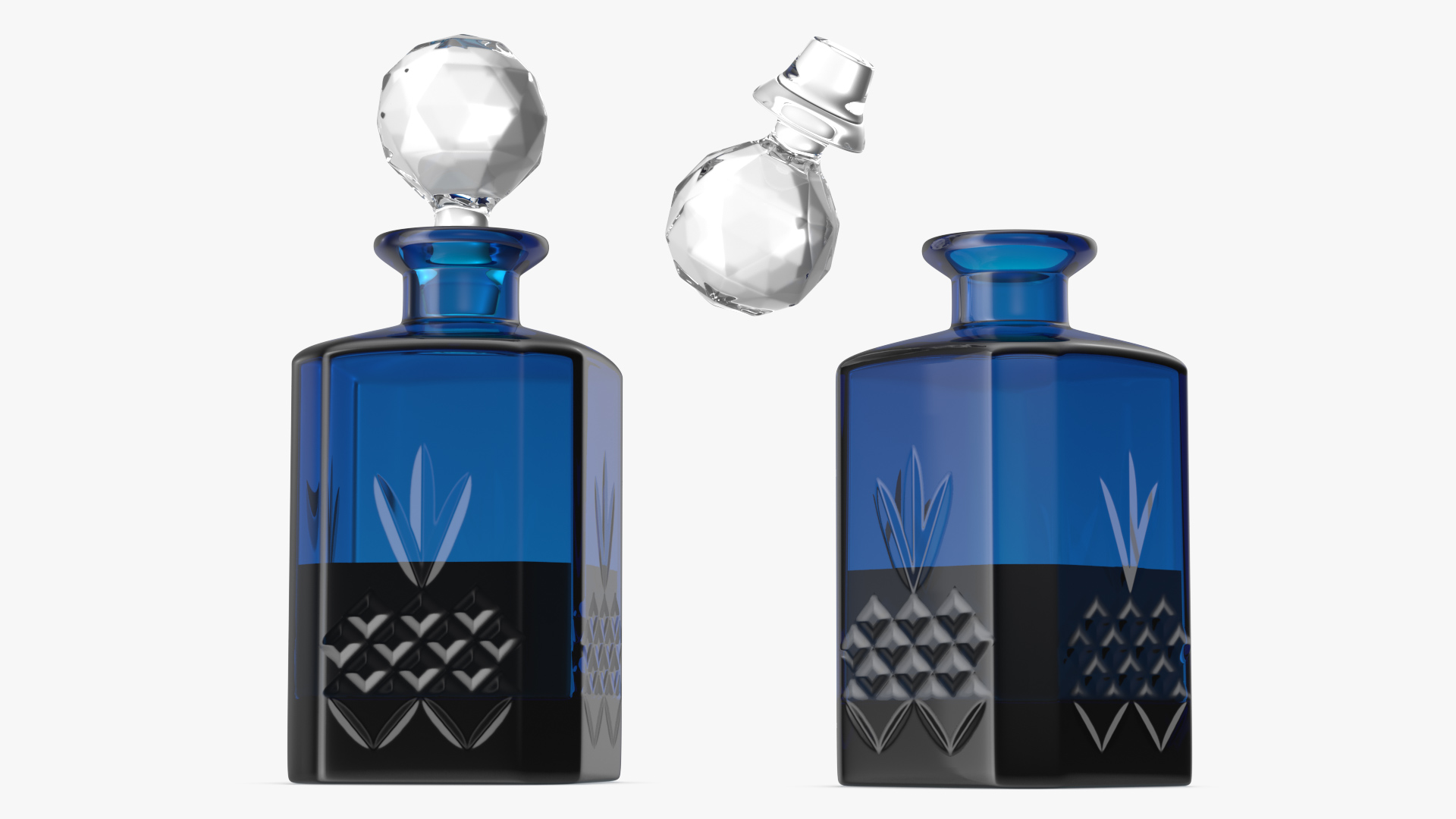 3D Blue Crystal Whisky Decanter model
