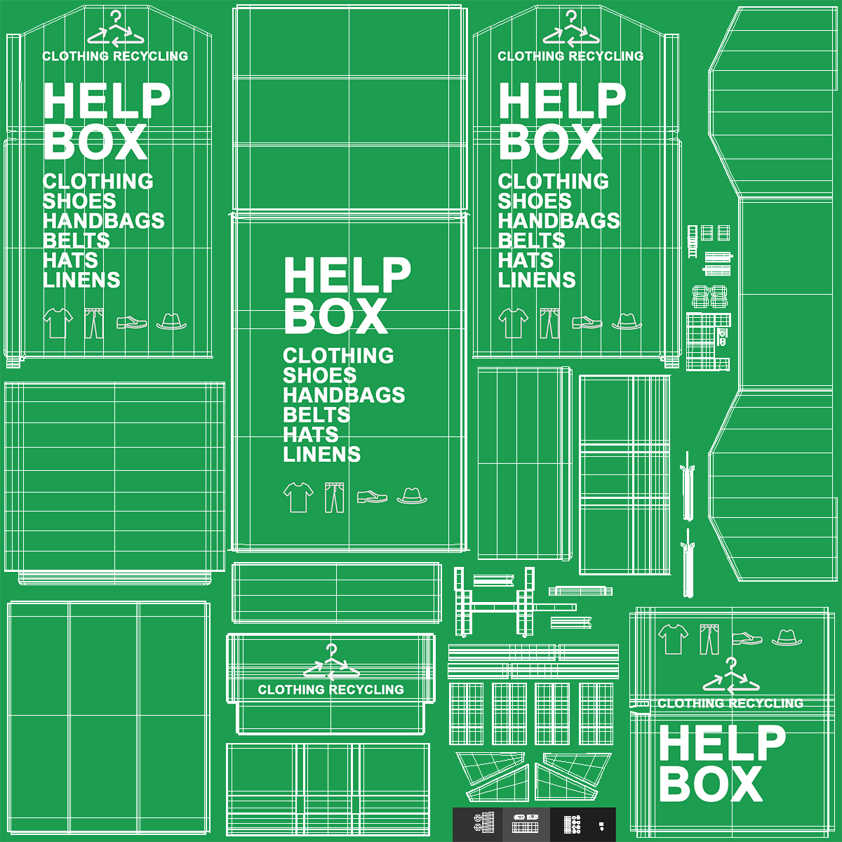 Drop Box for Clothes and Shoes Rigged 3D