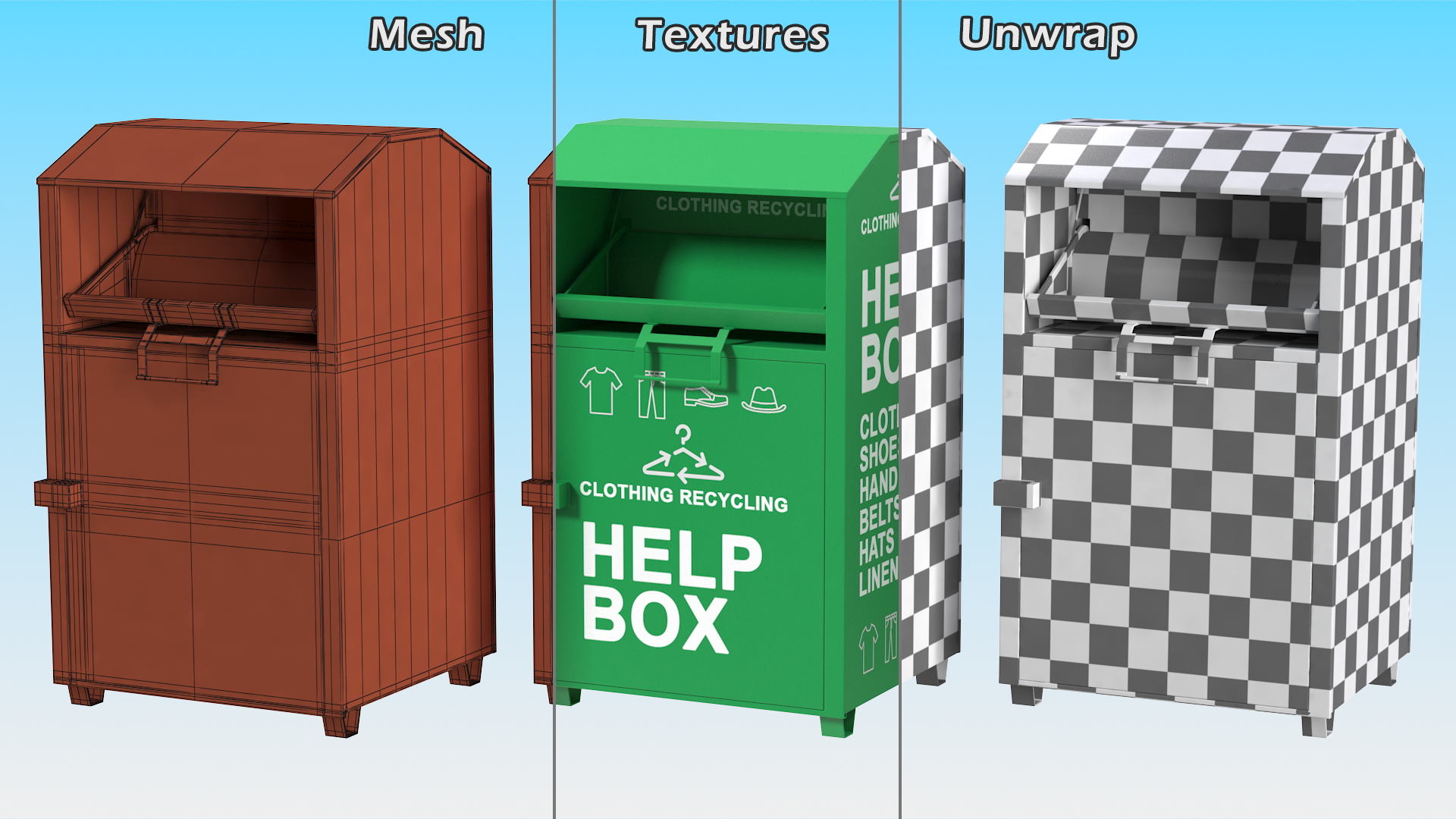 Drop Box for Clothes and Shoes Rigged 3D