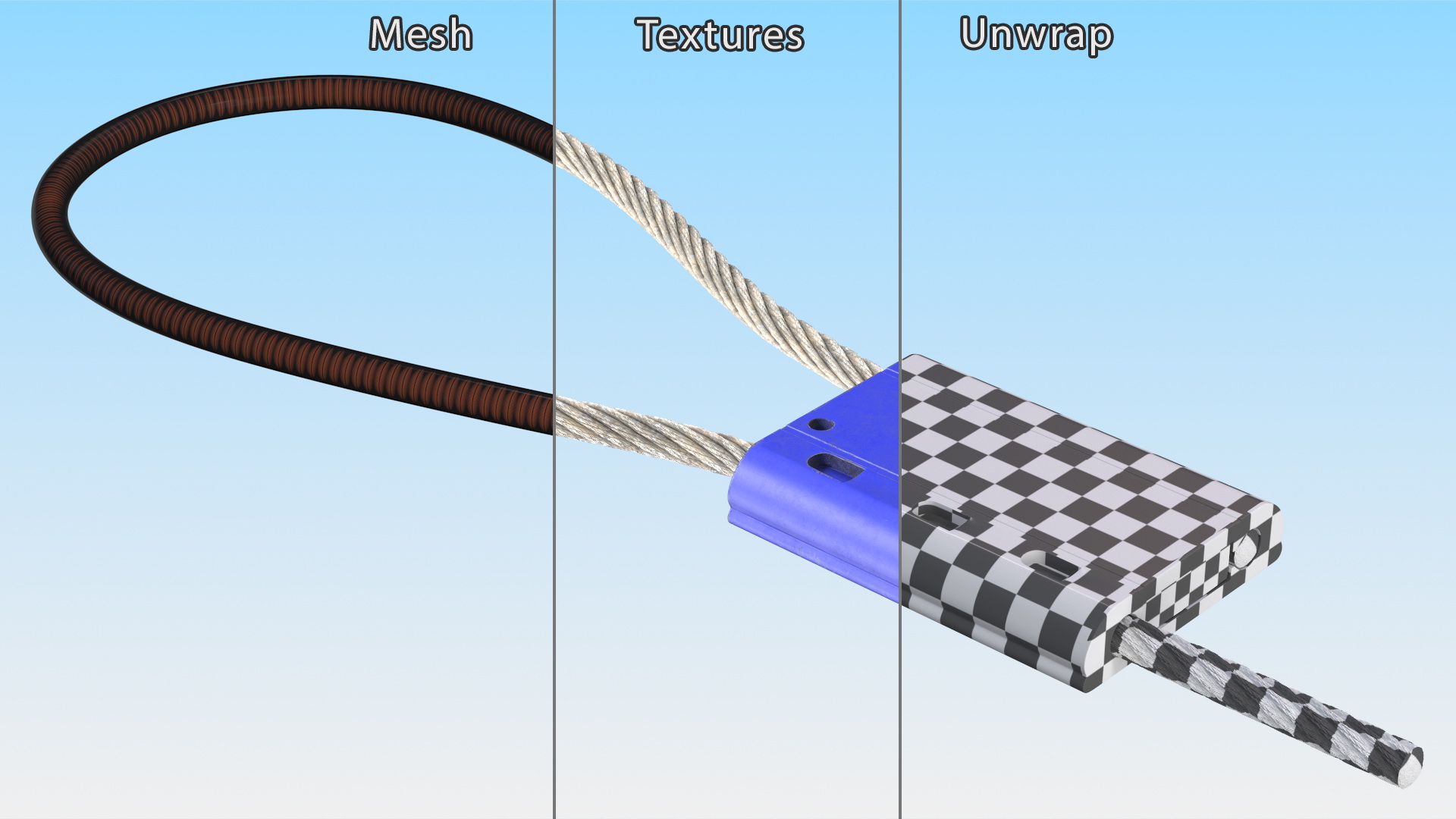 Blue Tight Steel Cable Seal Loop 3D