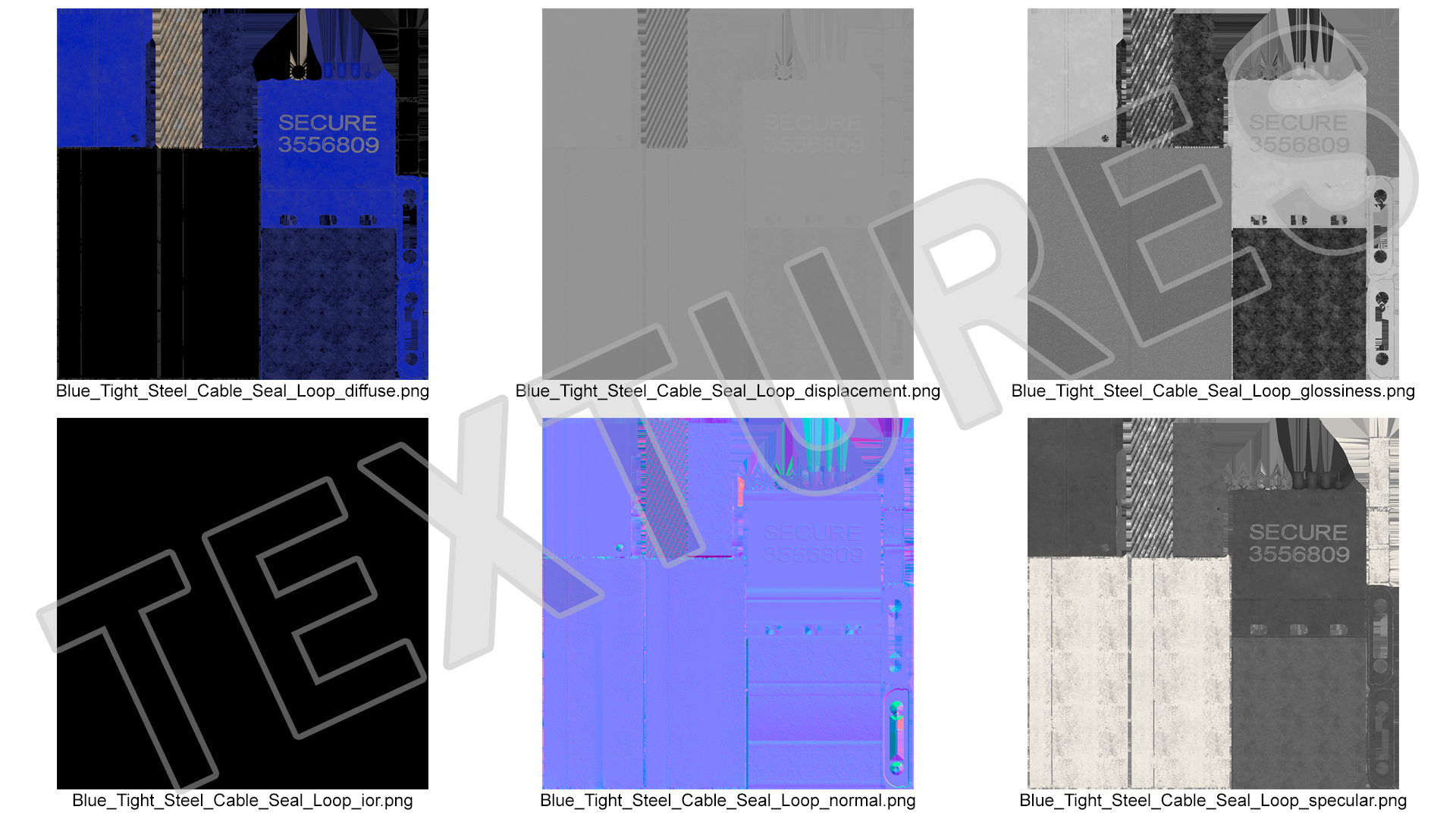 Blue Tight Steel Cable Seal Loop 3D