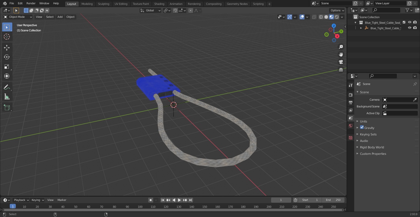 Blue Tight Steel Cable Seal Loop 3D
