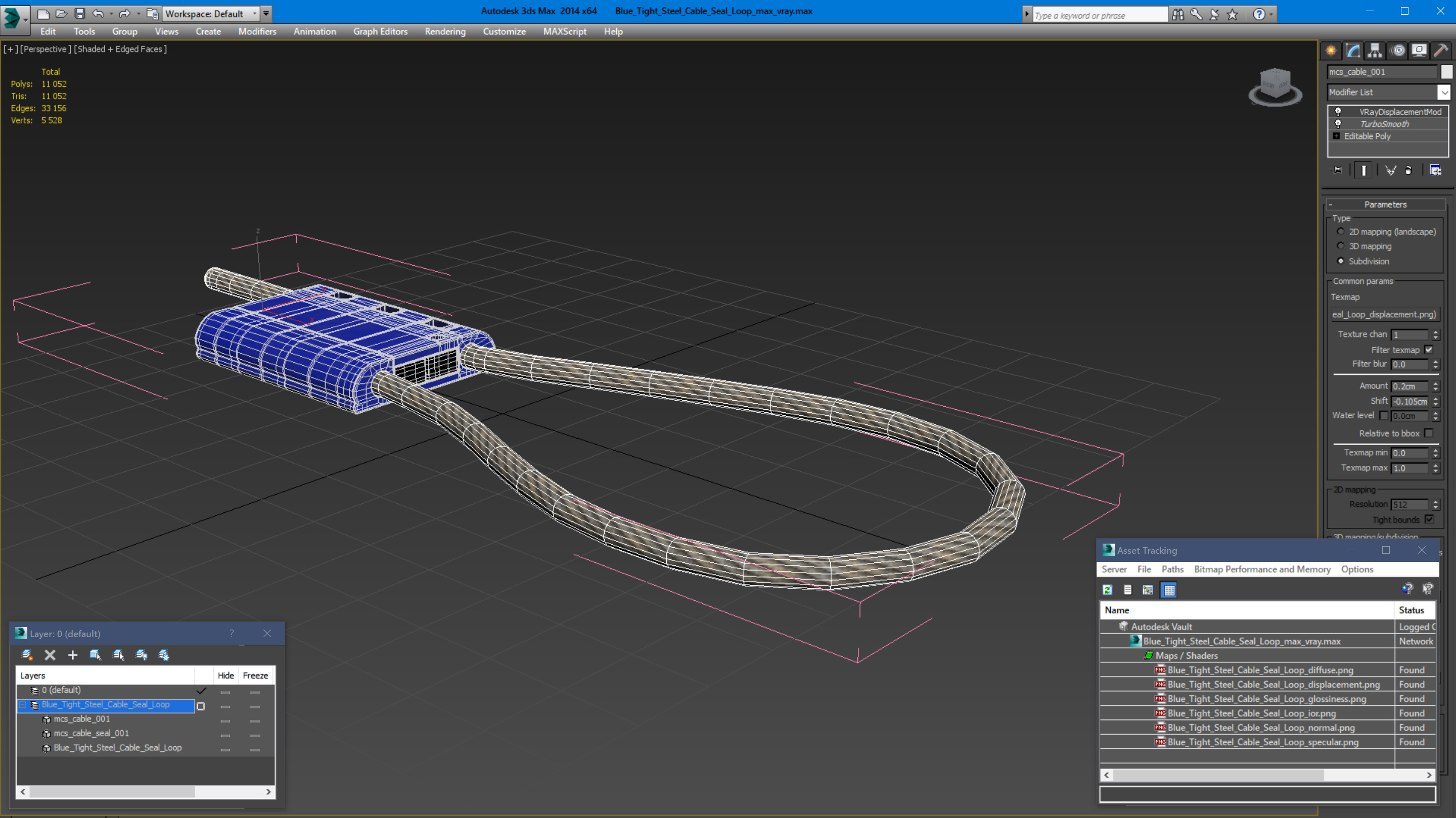 Blue Tight Steel Cable Seal Loop 3D