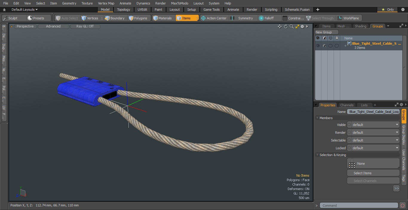Blue Tight Steel Cable Seal Loop 3D