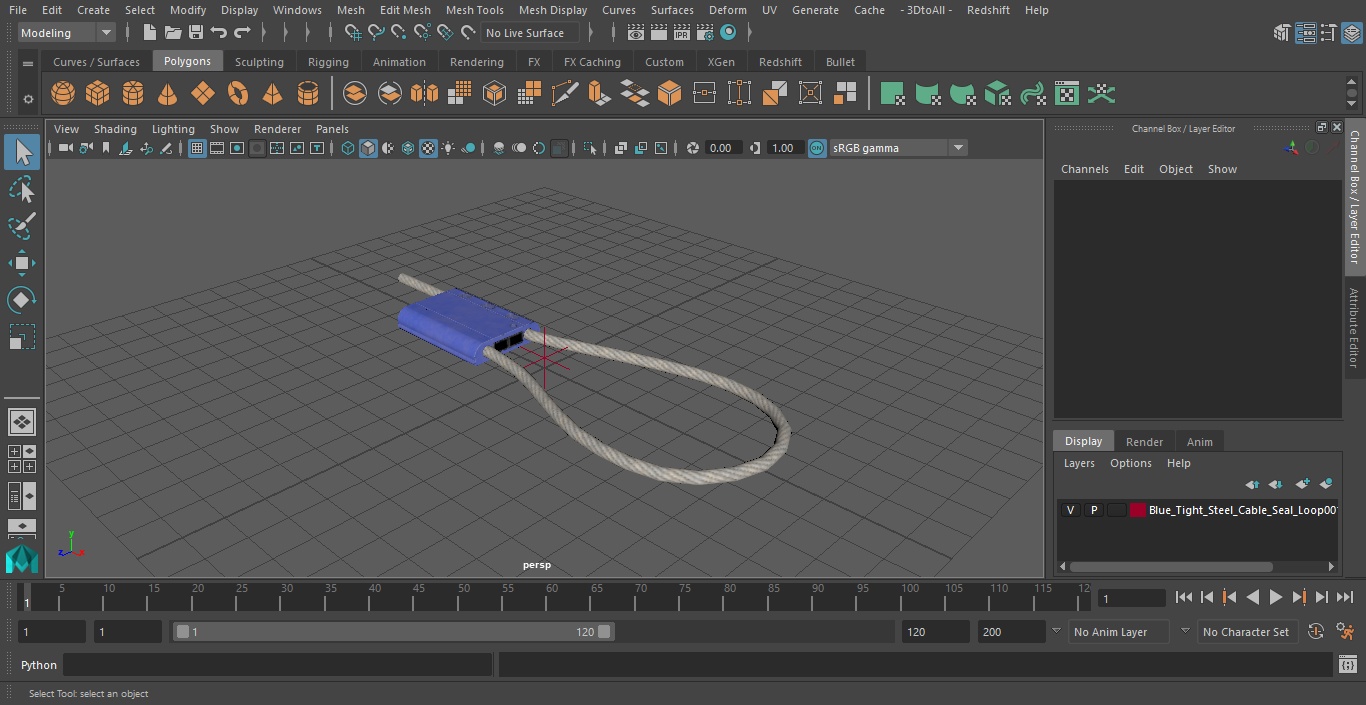 Blue Tight Steel Cable Seal Loop 3D
