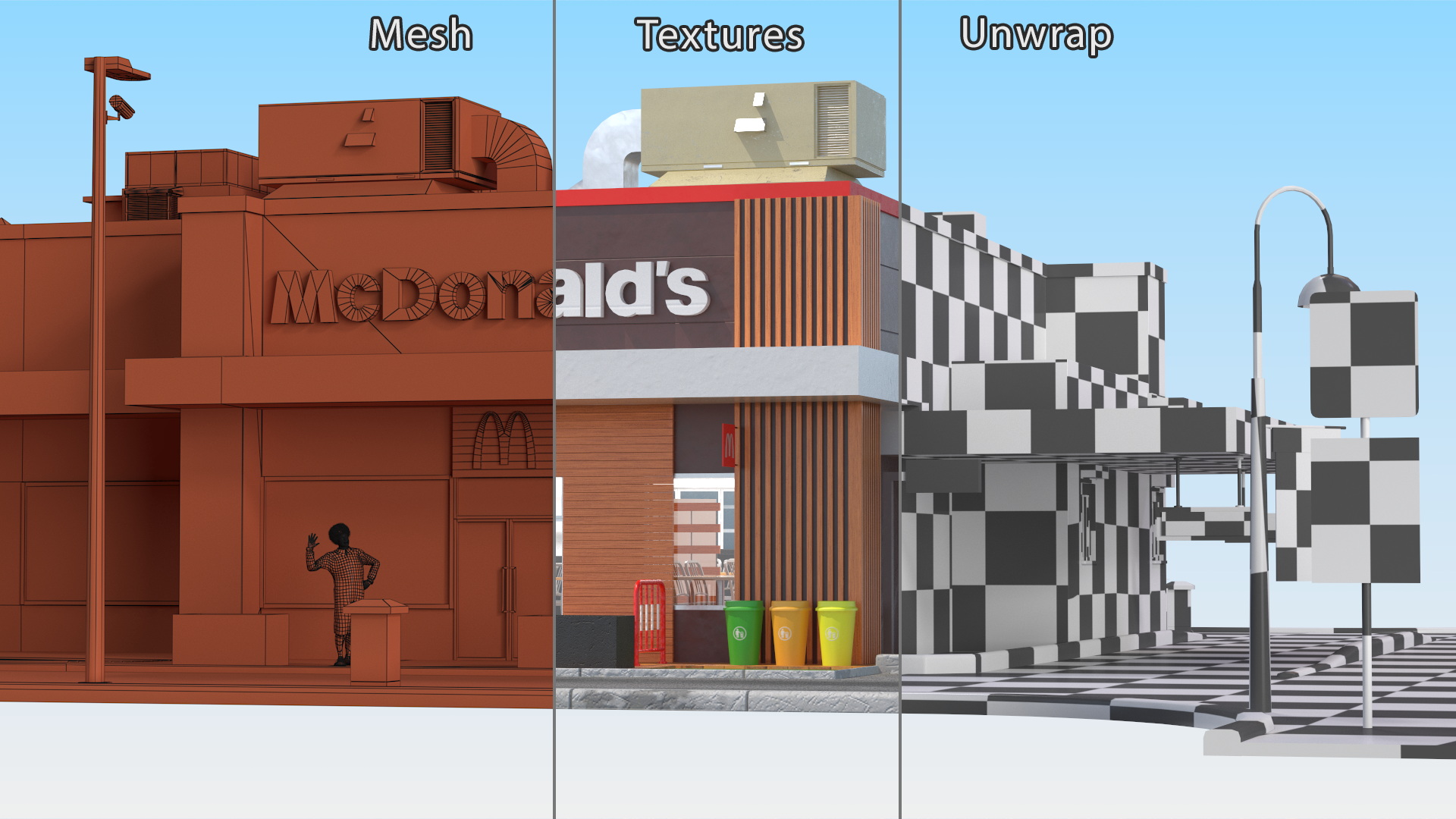 3D Ronald McDonald Clown Near Restaurant Fur
