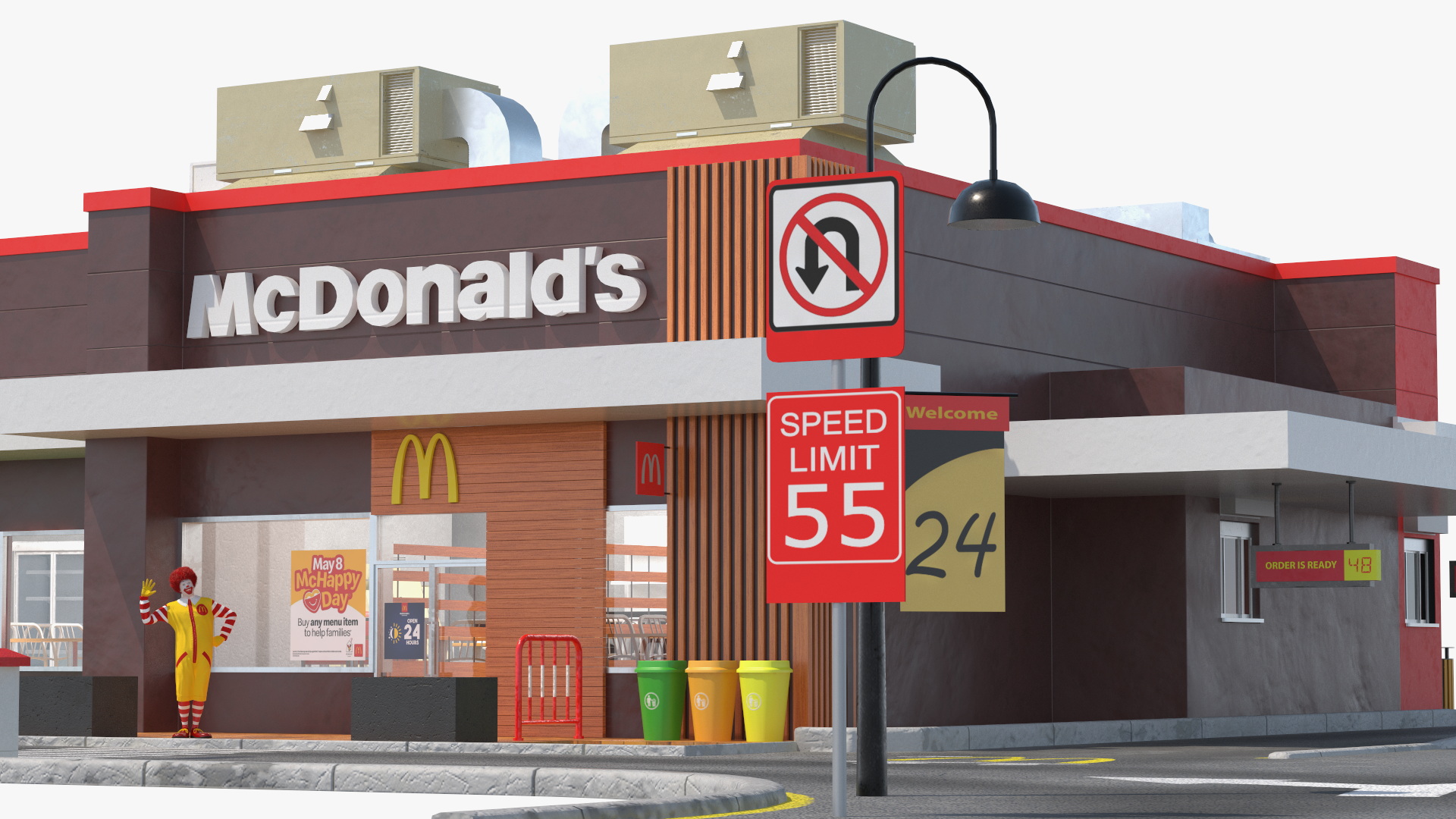 3D Ronald McDonald Clown Near Restaurant Fur